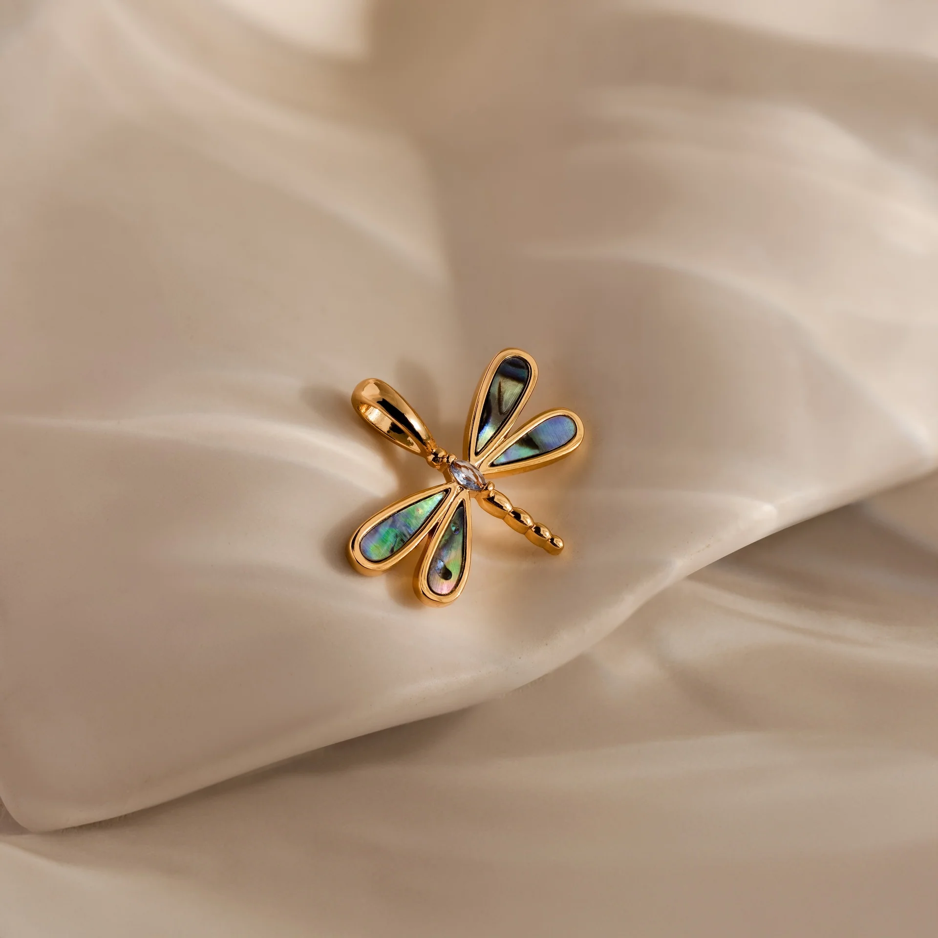 Abalone Dragonfly Charm