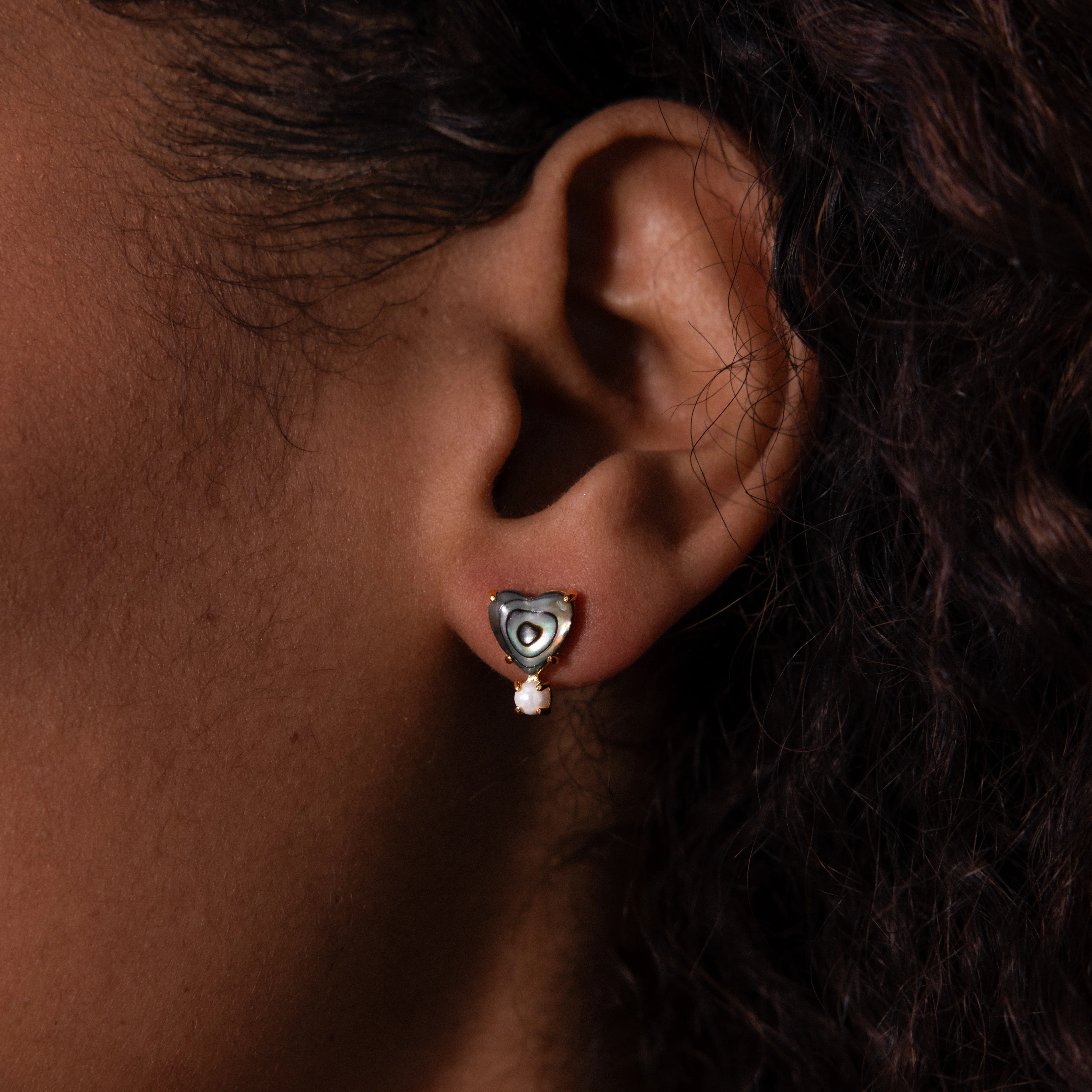 Abalone Pearl Heart Studs - Image 3