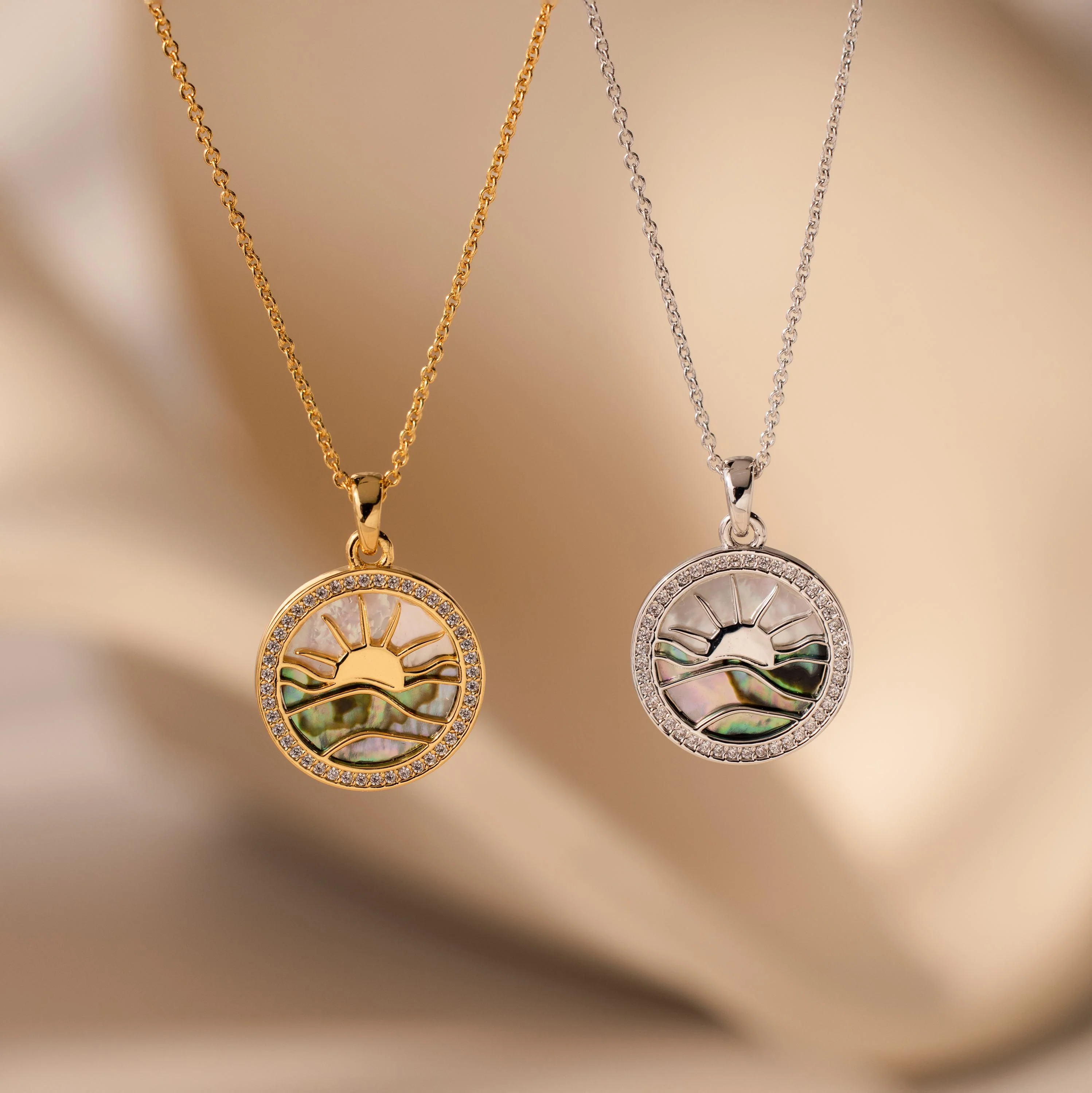 Abalone Sunrise Pendant Necklace in Silver - Image 5