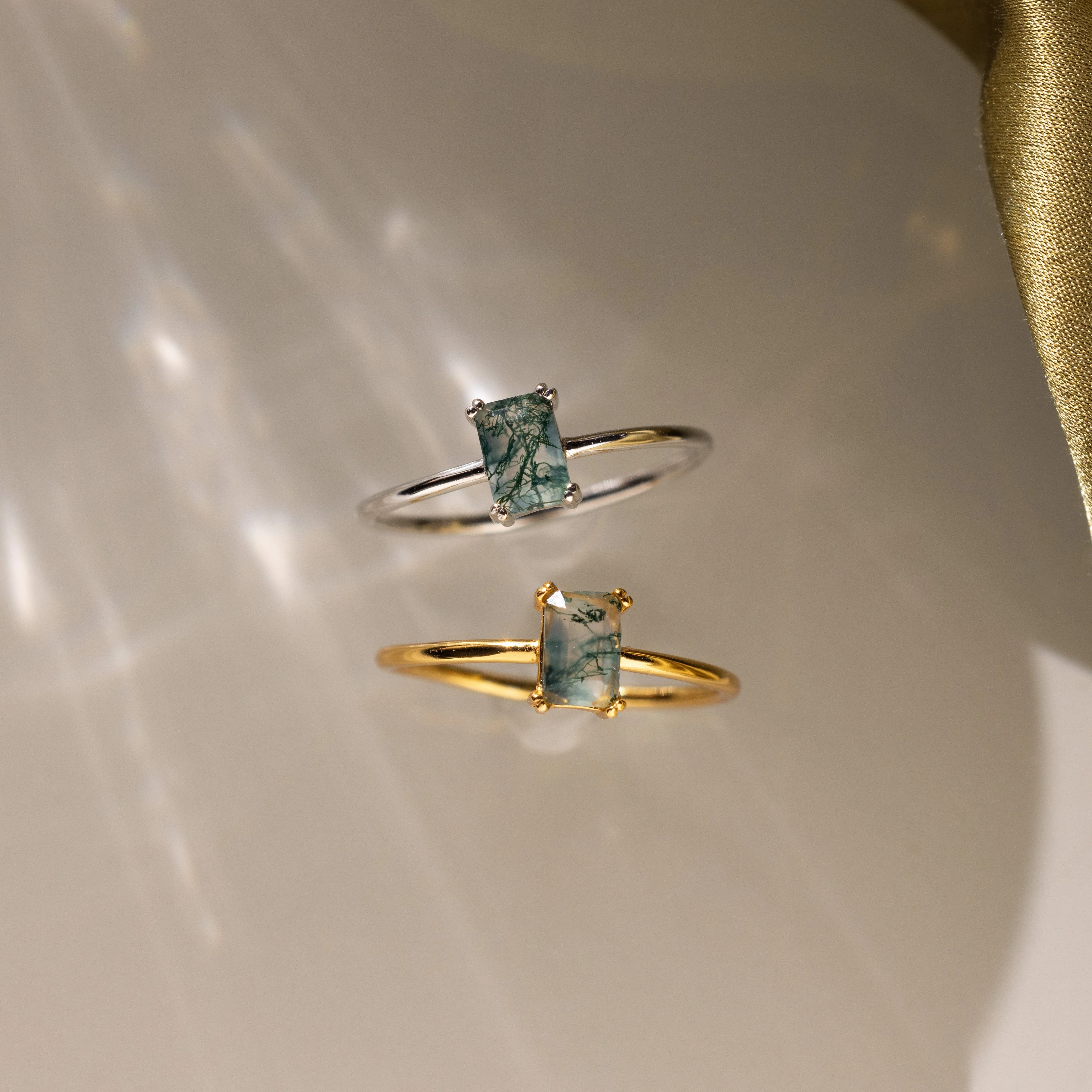 Agate Emerald Ring in Silver - Image 5