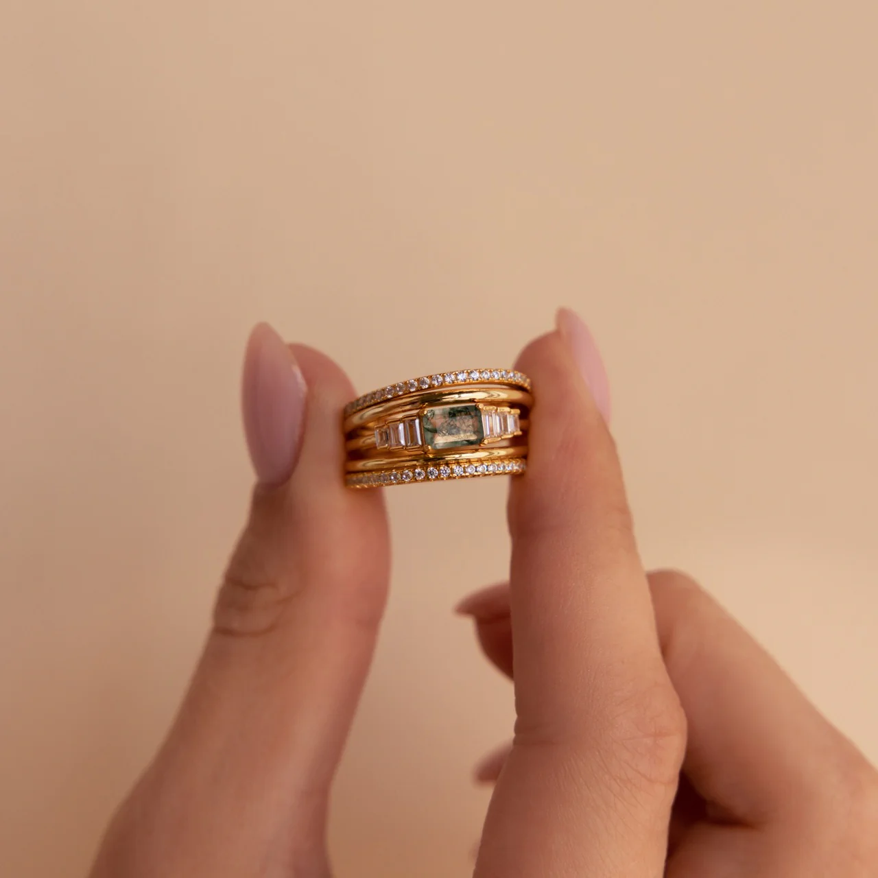 Agate Statement Ring in 18K Gold - Image 3