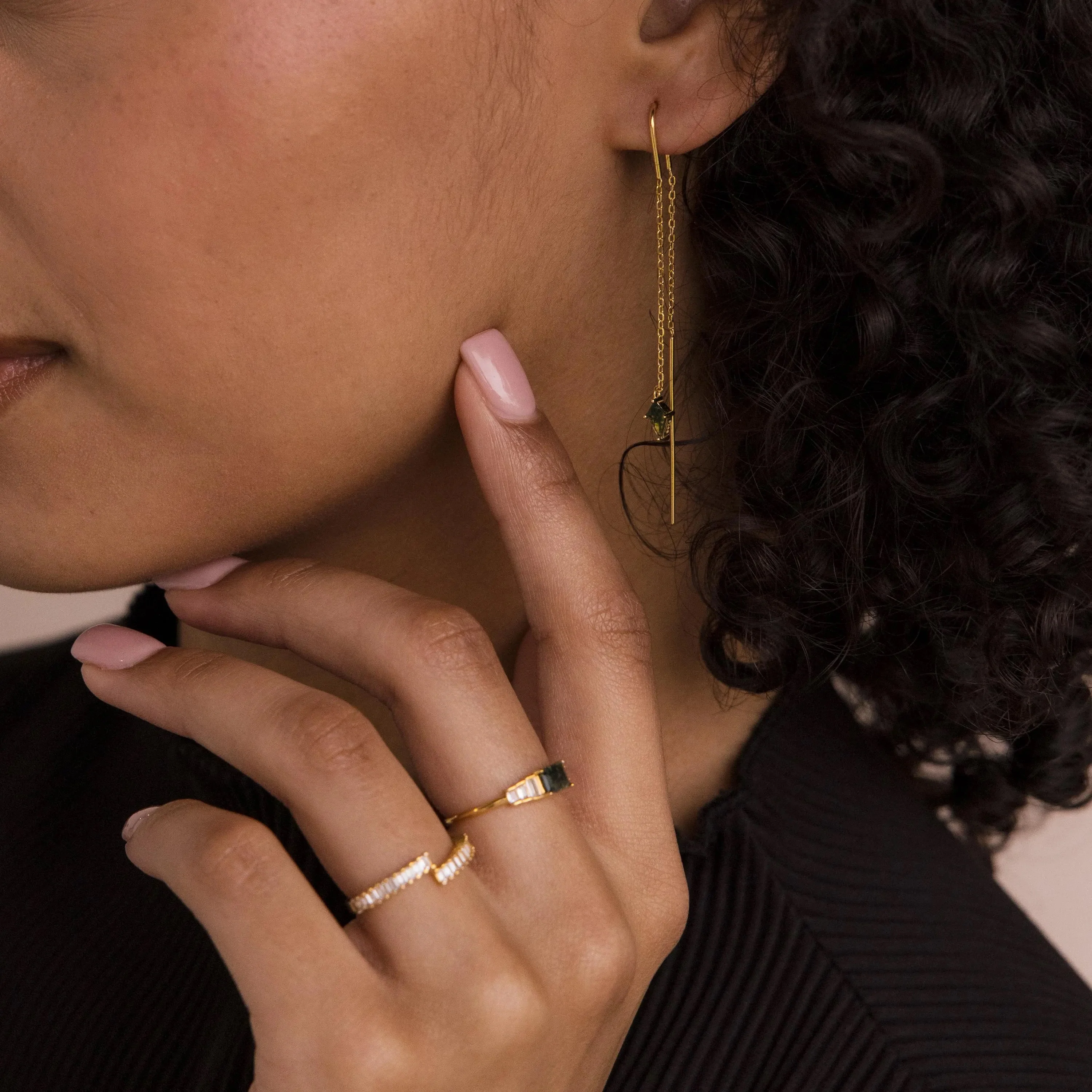 Agate Threader Earrings - Image 6