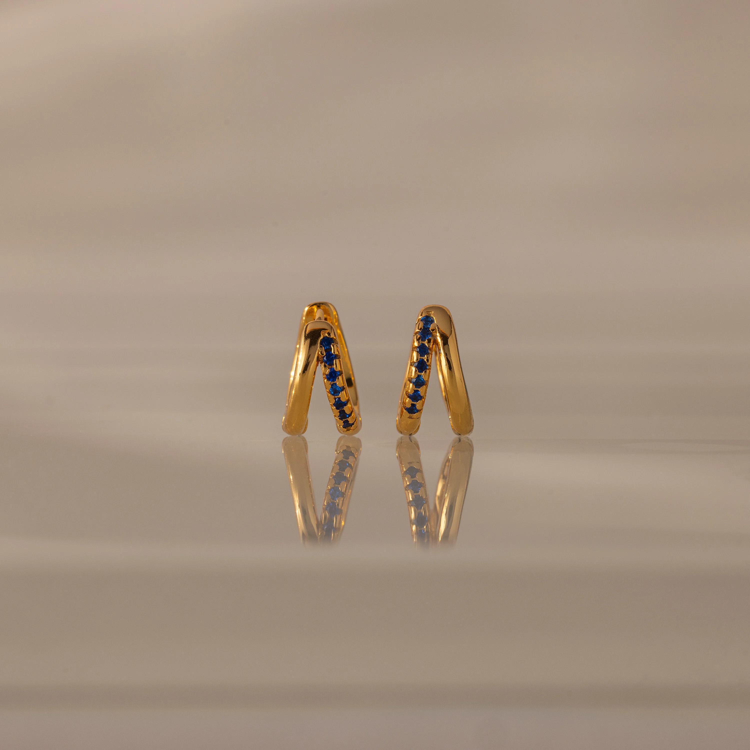 Amelia Duo Sapphire Huggies