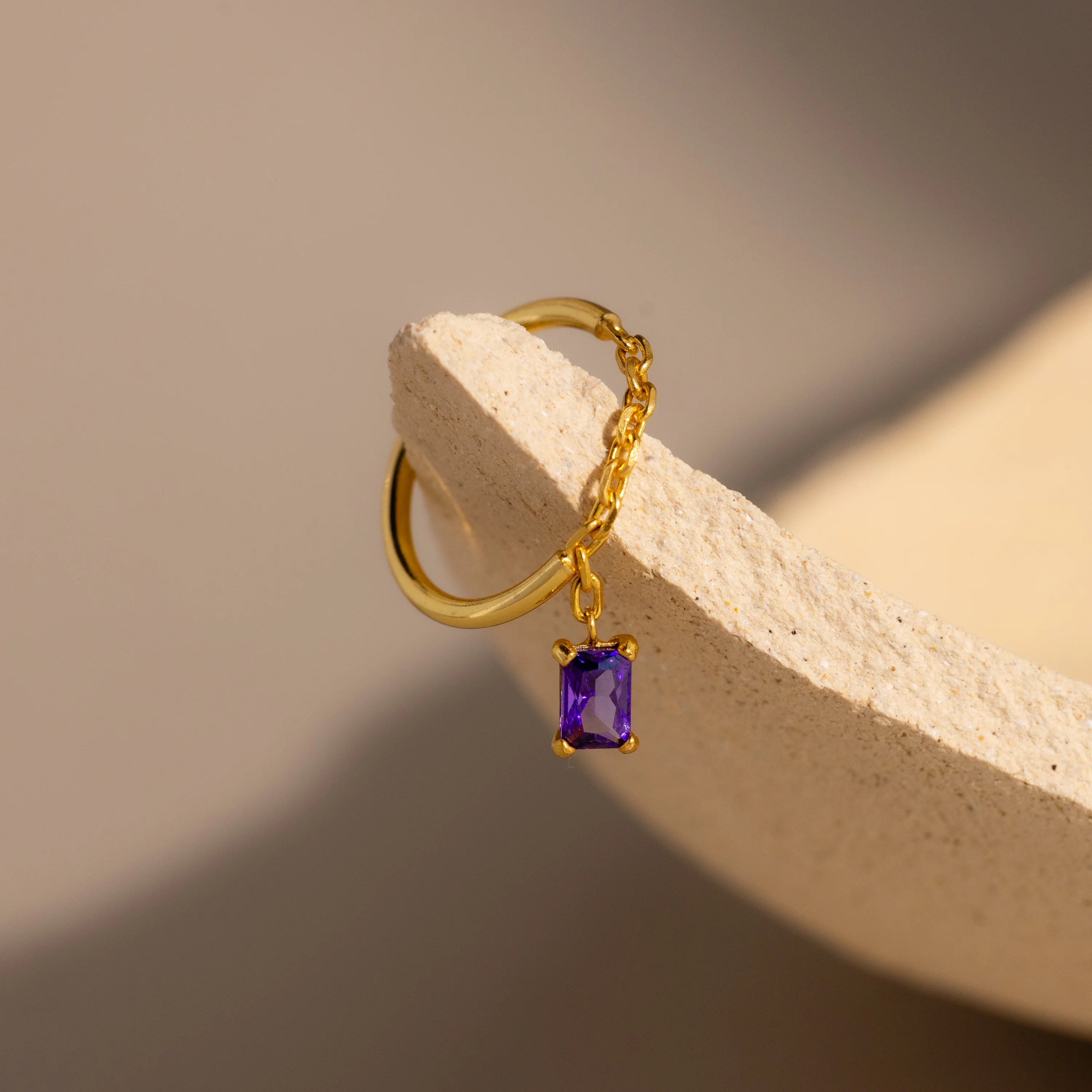 Amethyst Drop Chain Ring