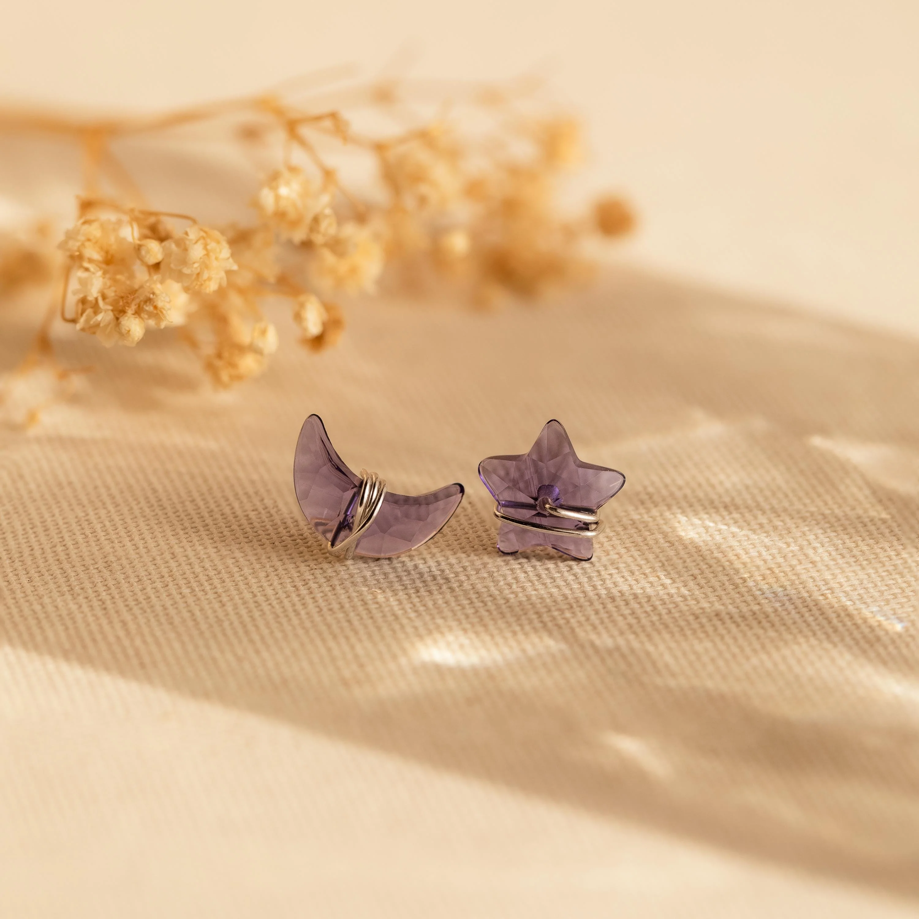 Amethyst Moon & Star Studs - Image 6