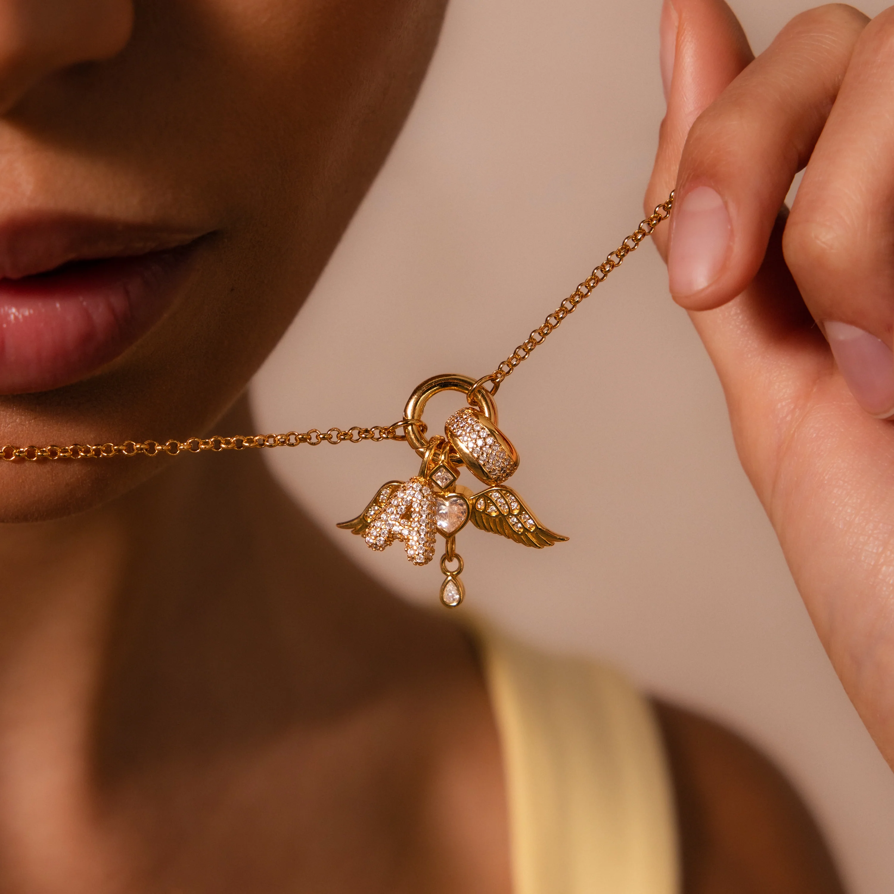 Angel Wing Charm in 18K Gold - Image 2