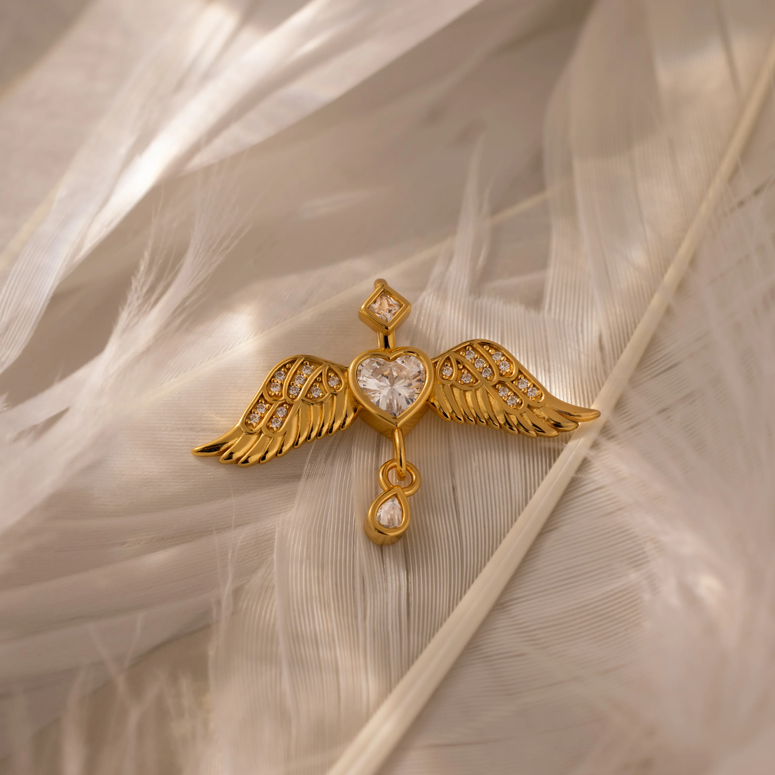 Angel Wing Charm in 18K Gold - Image 5