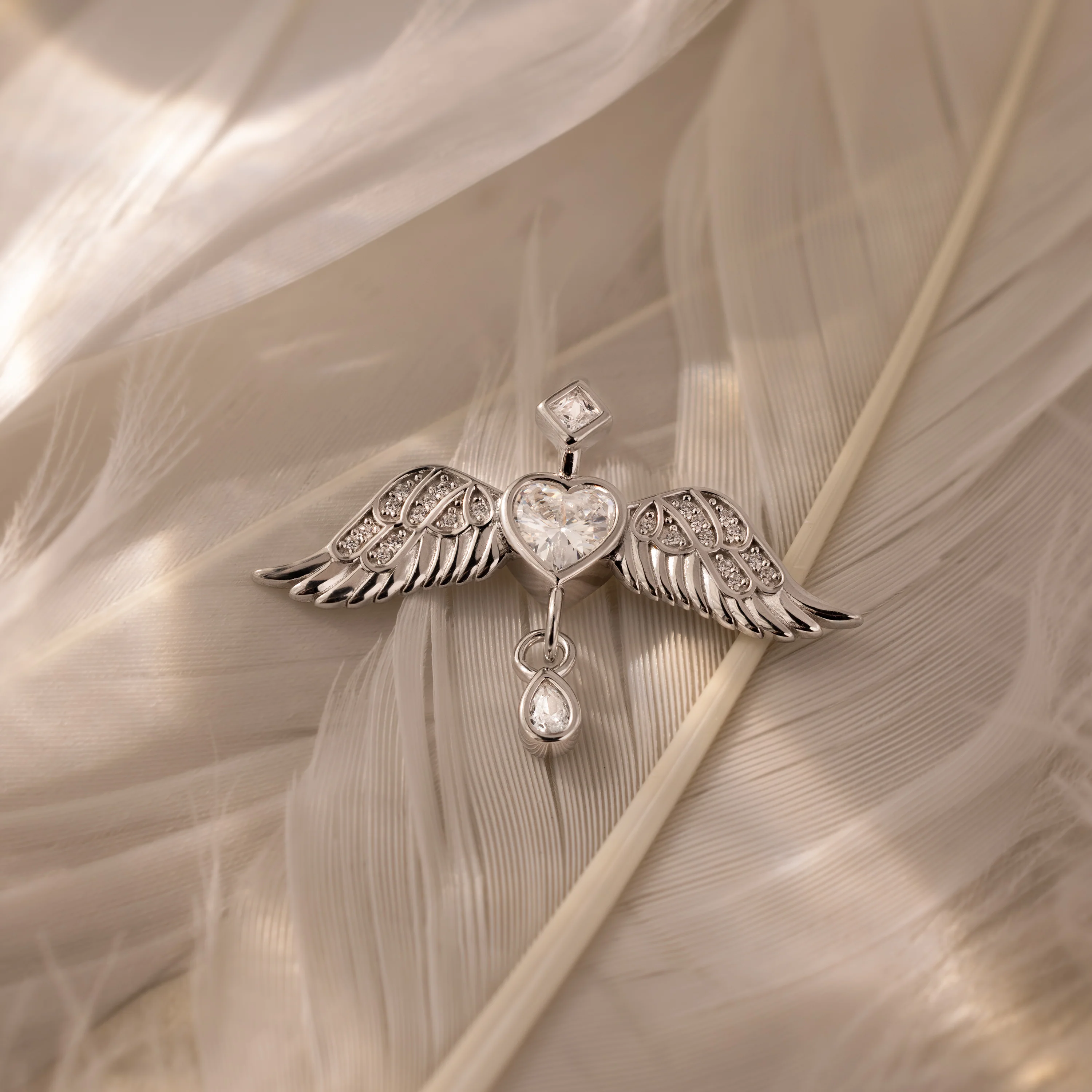 Angel Wing Charm in Silver - Image 5