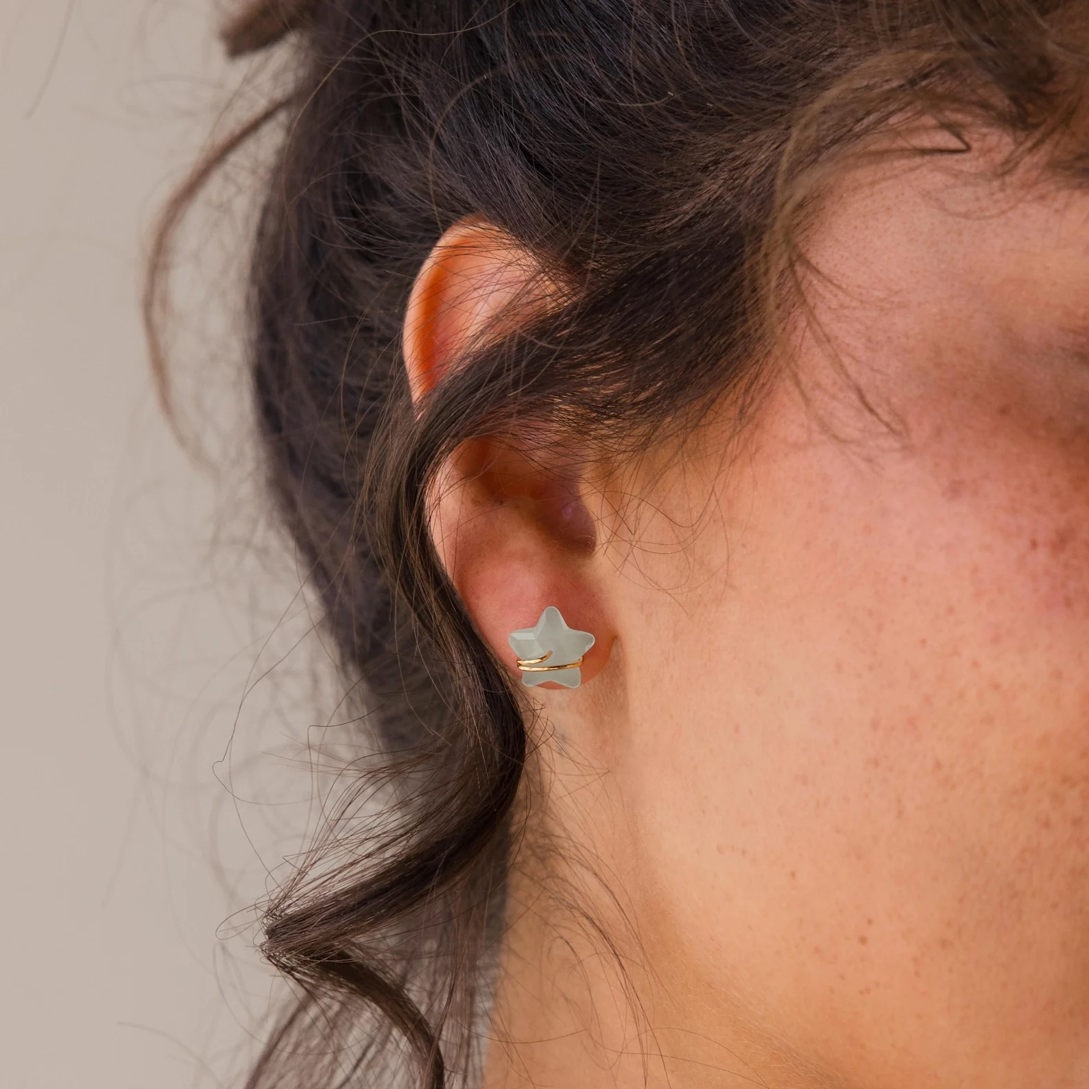 Aquamarine Moon & Star Studs - Image 2