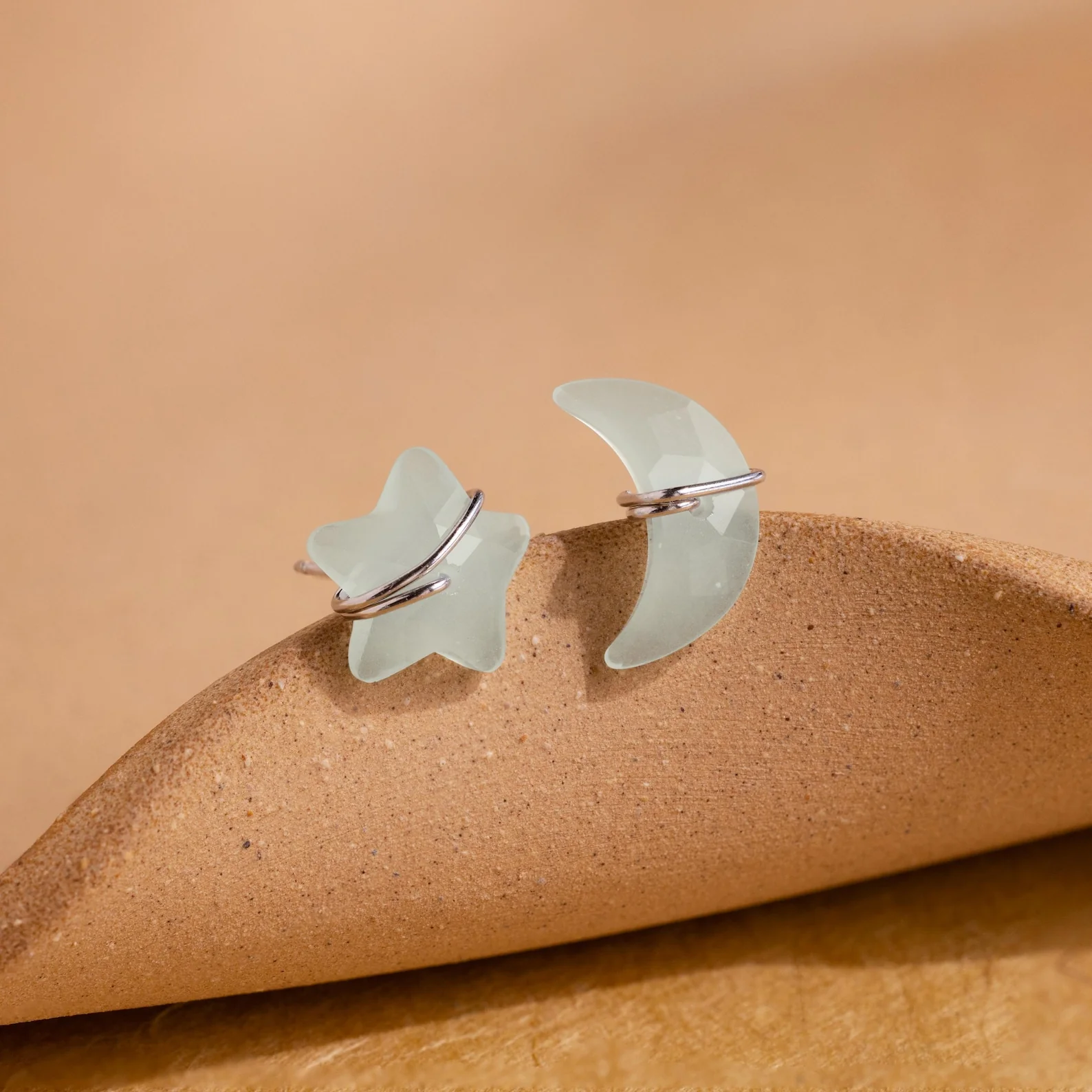 Aquamarine Moon & Star Studs - Image 5