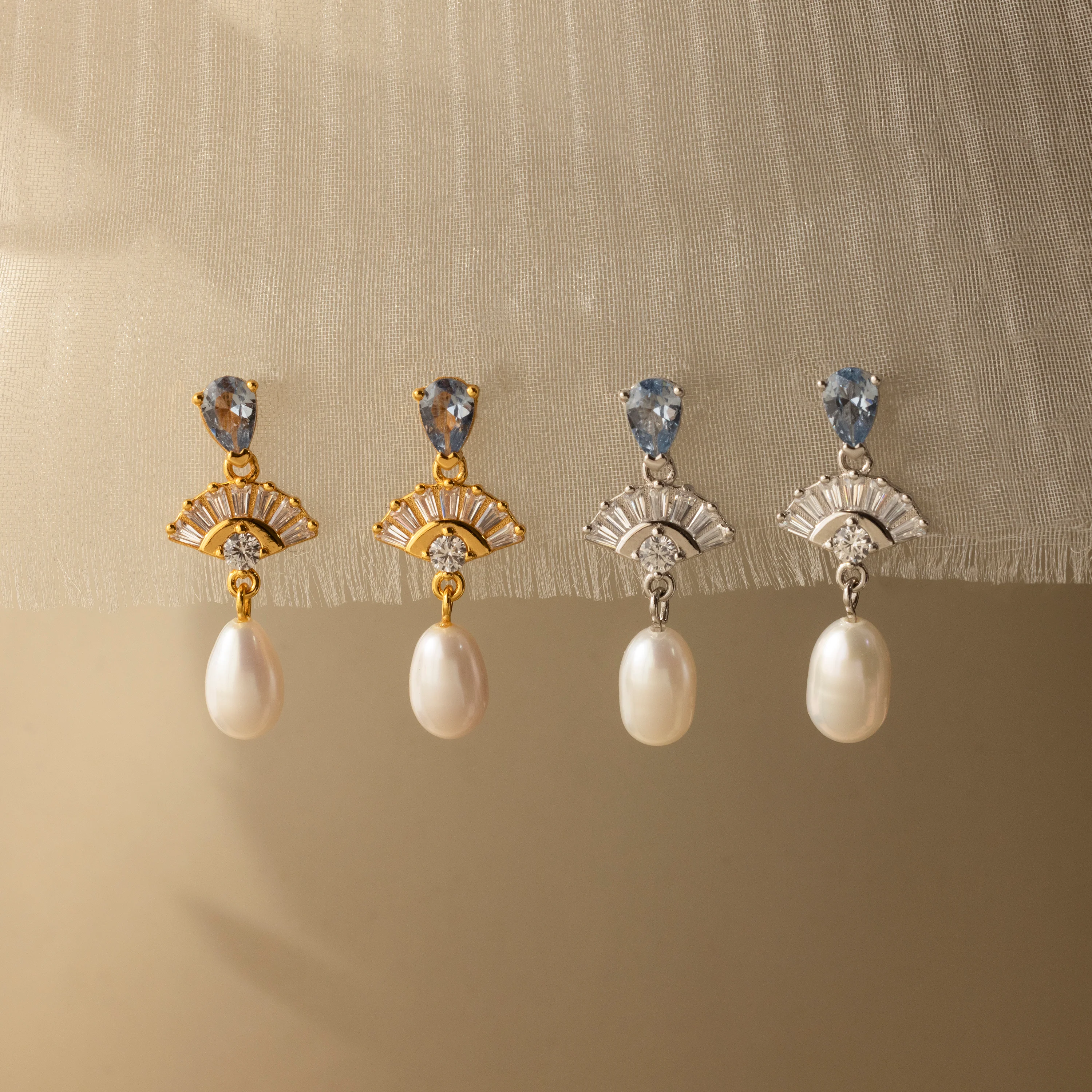 Aquamarine Pearl Drop Earrings - Image 8