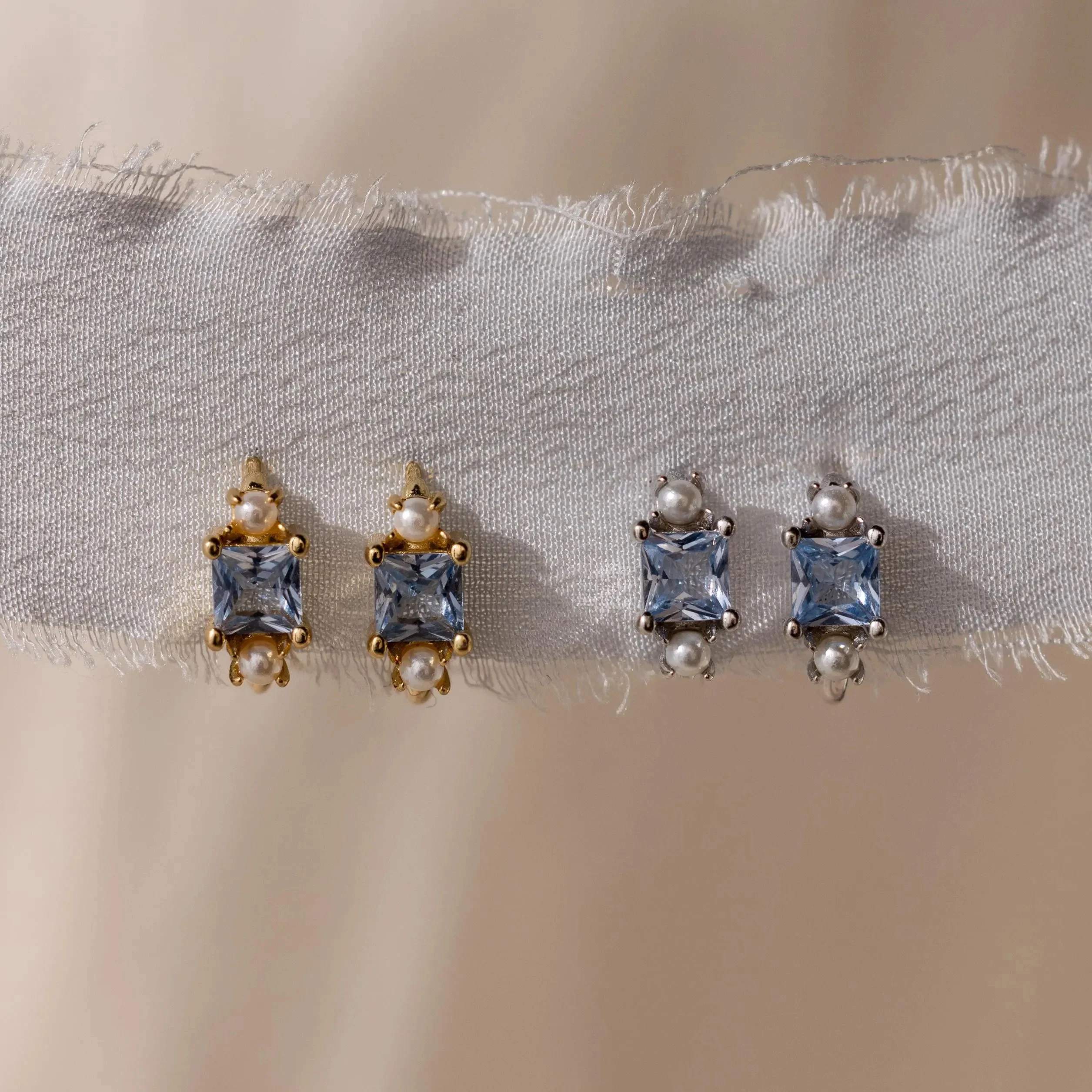 Aquamarine Pearl Huggies - Image 7