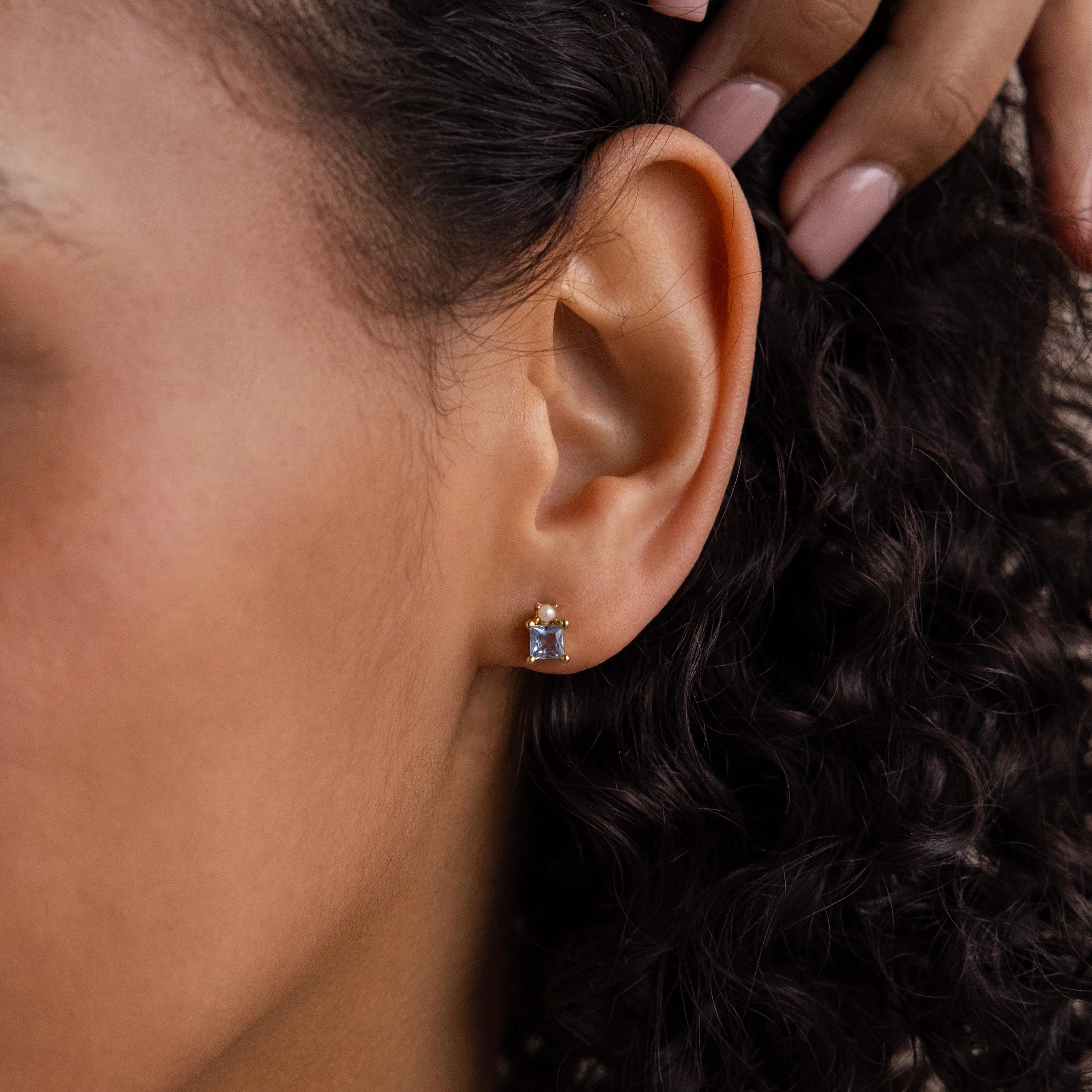 Aquamarine Pearl Studs - Image 2