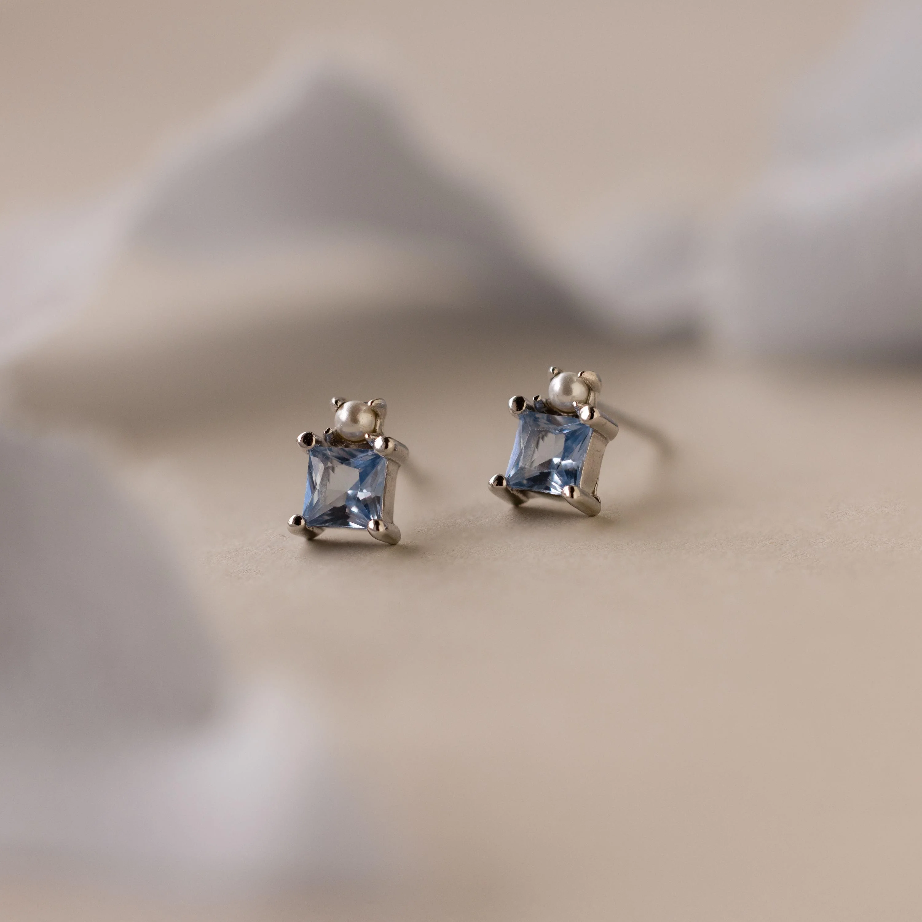 Aquamarine Pearl Studs - Image 5