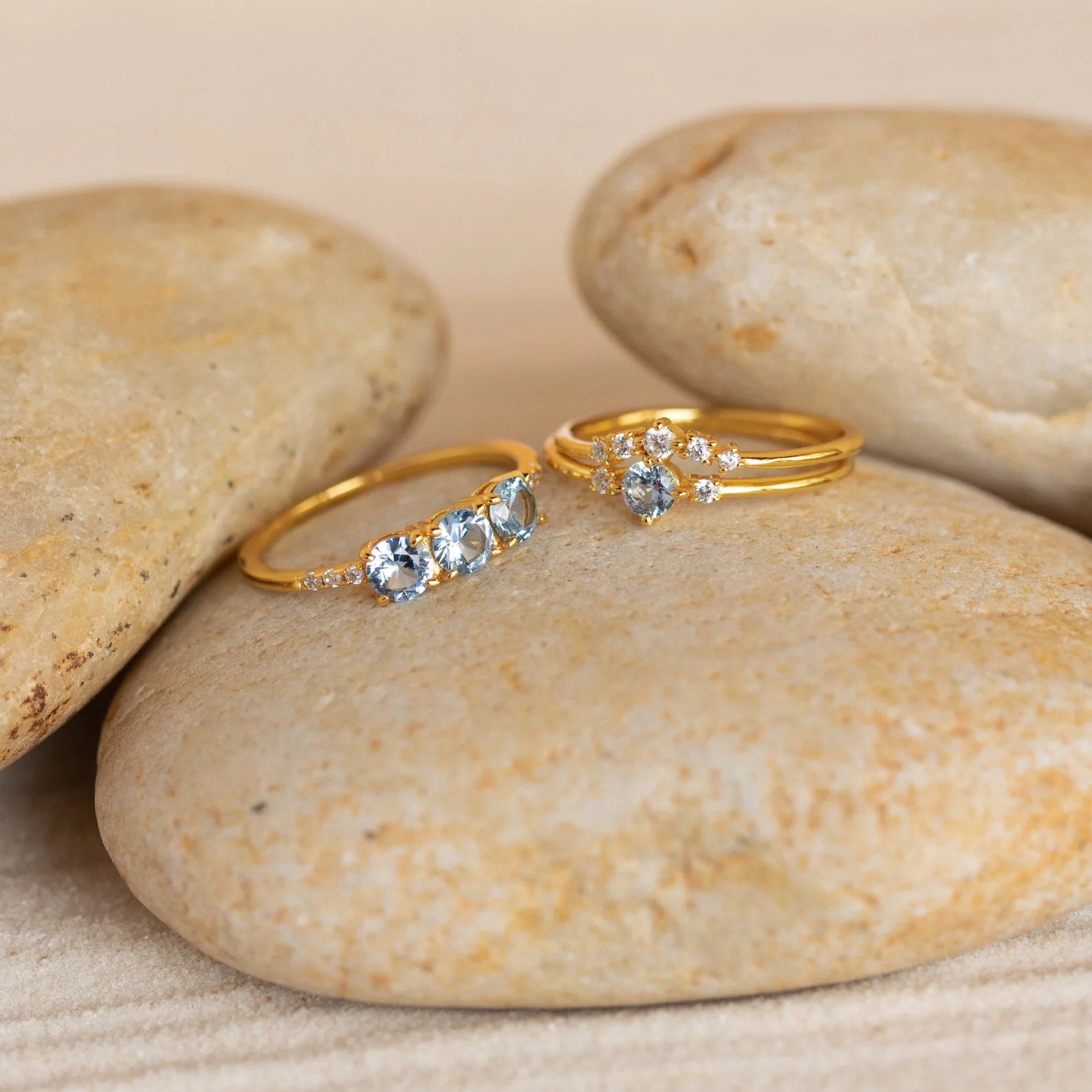 Aquamarine Stacking Ring Set - Image 2