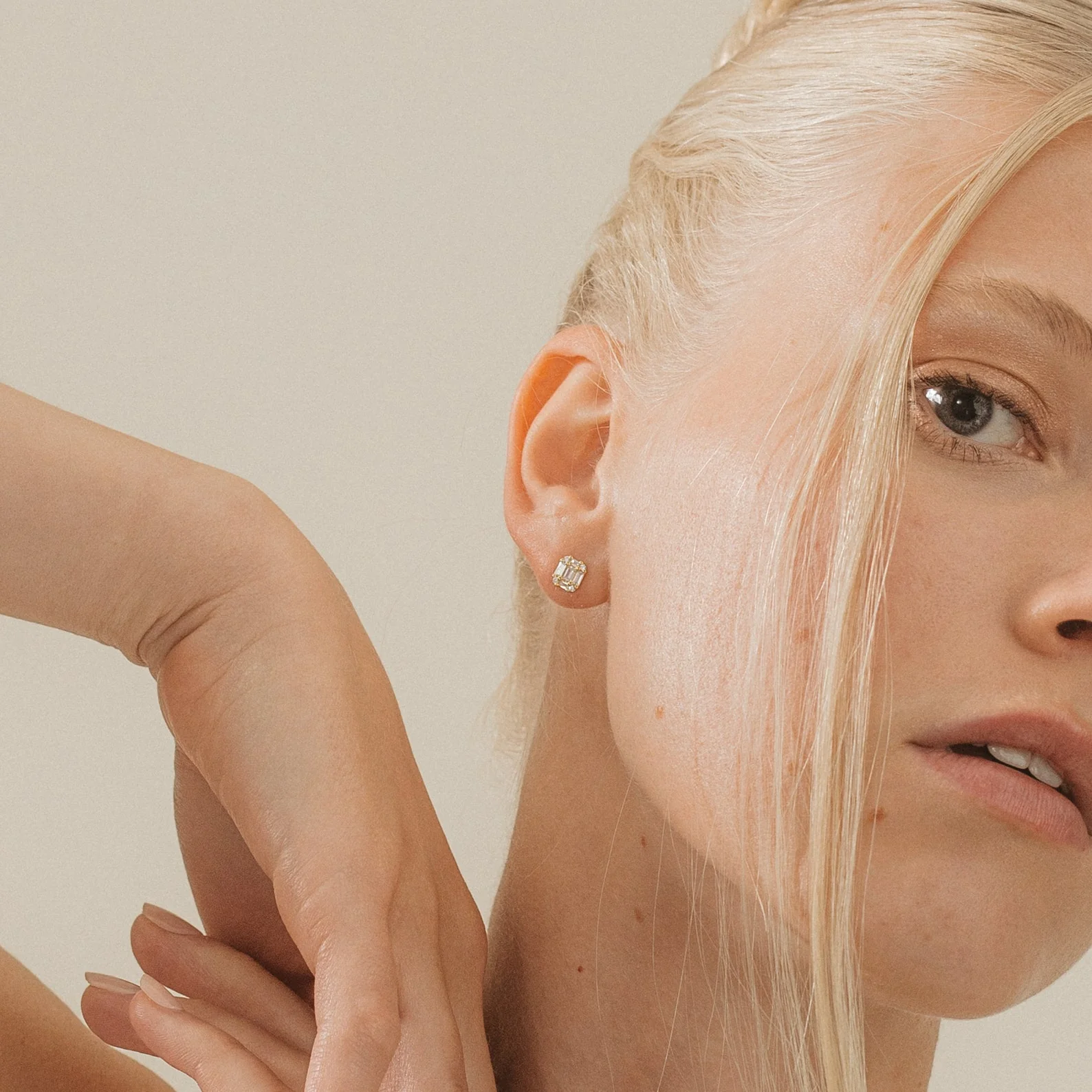 Arabella Diamond Studs in 18K Gold - Image 4