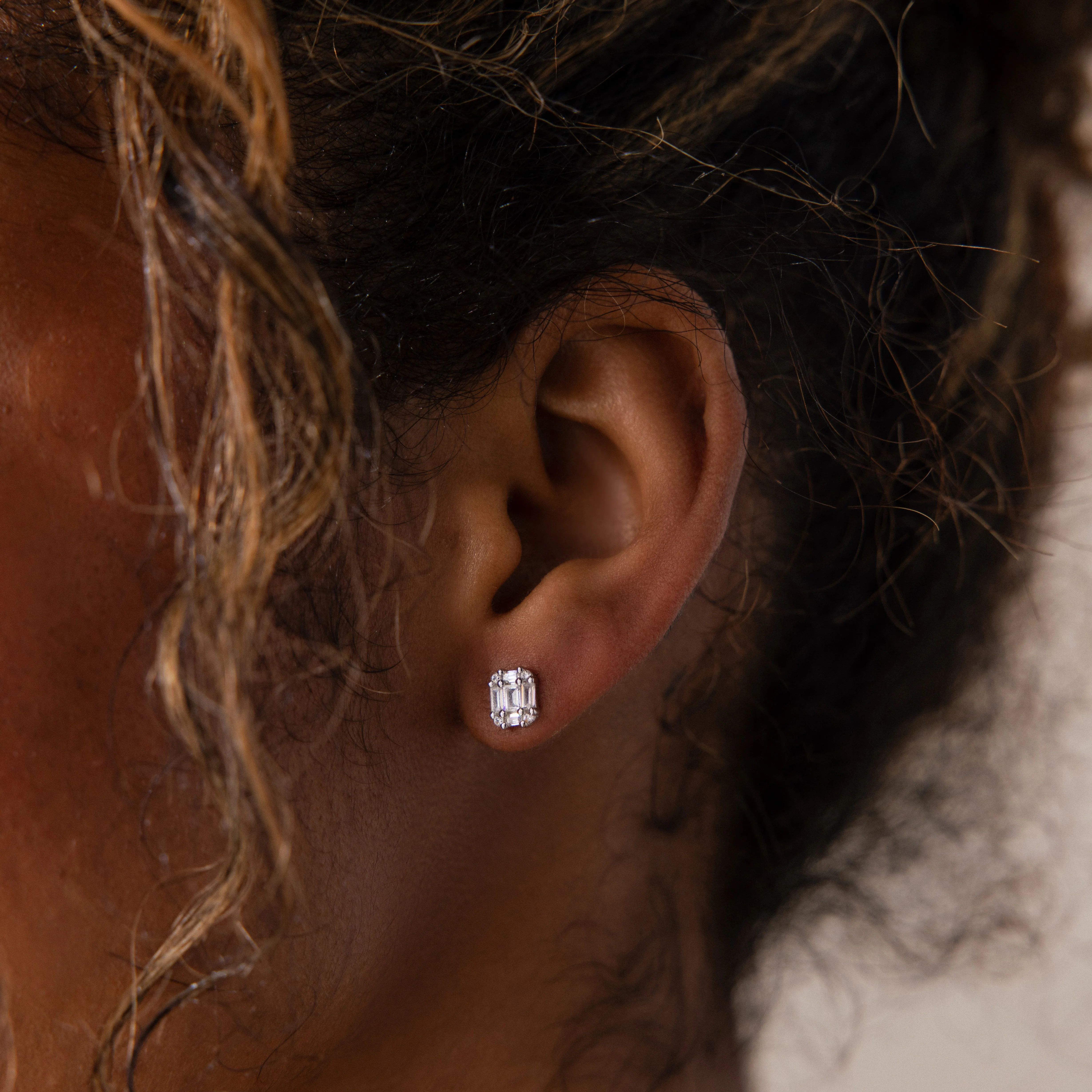 Arabella Diamond Studs in Silver - Image 2