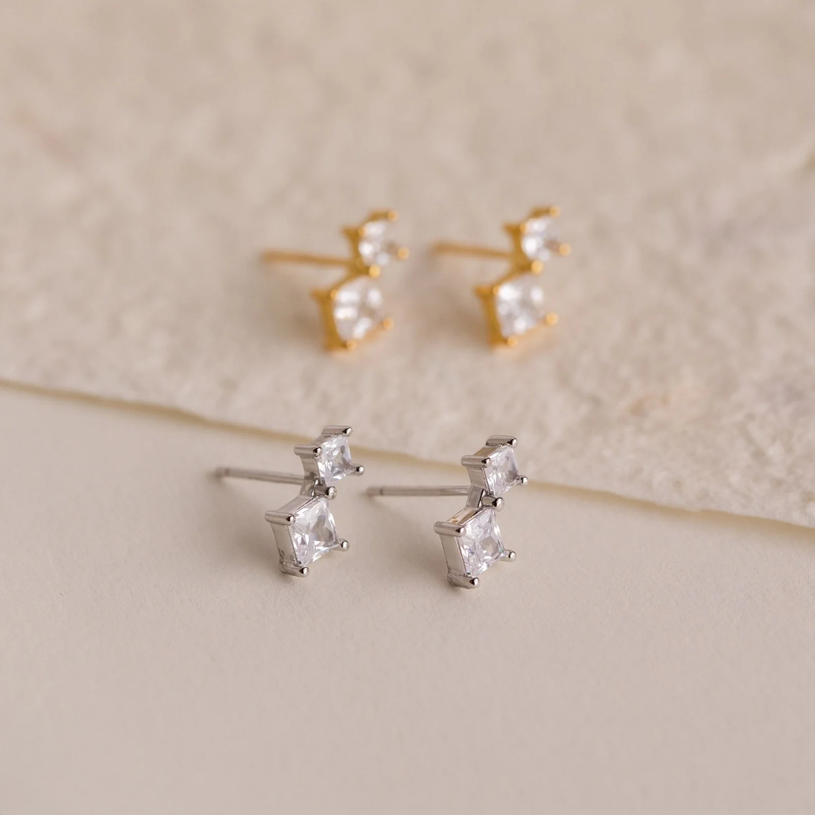 Aria Diamond Drop Studs - Image 3