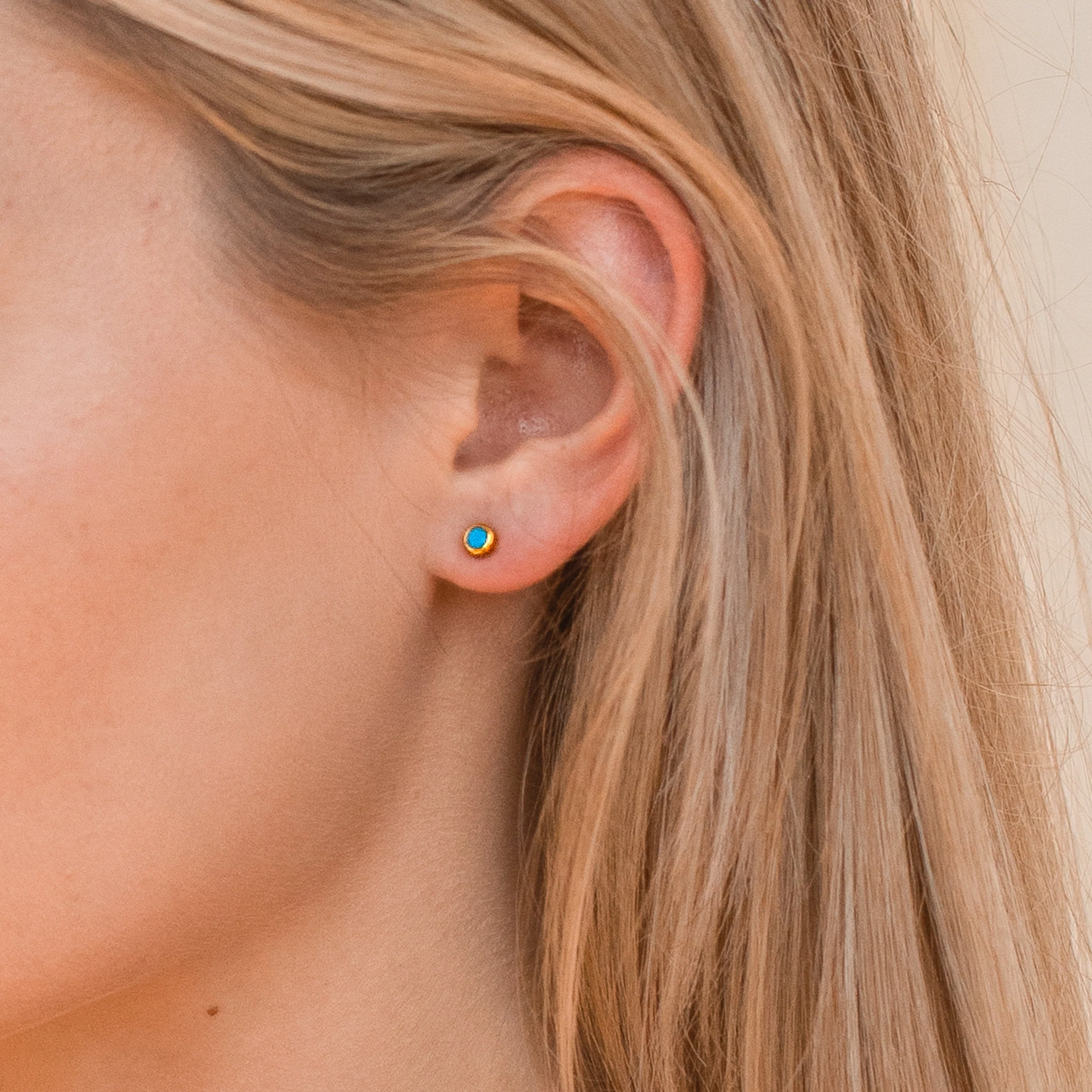 Ariel Turquoise Studs in 18K Gold - Image 2