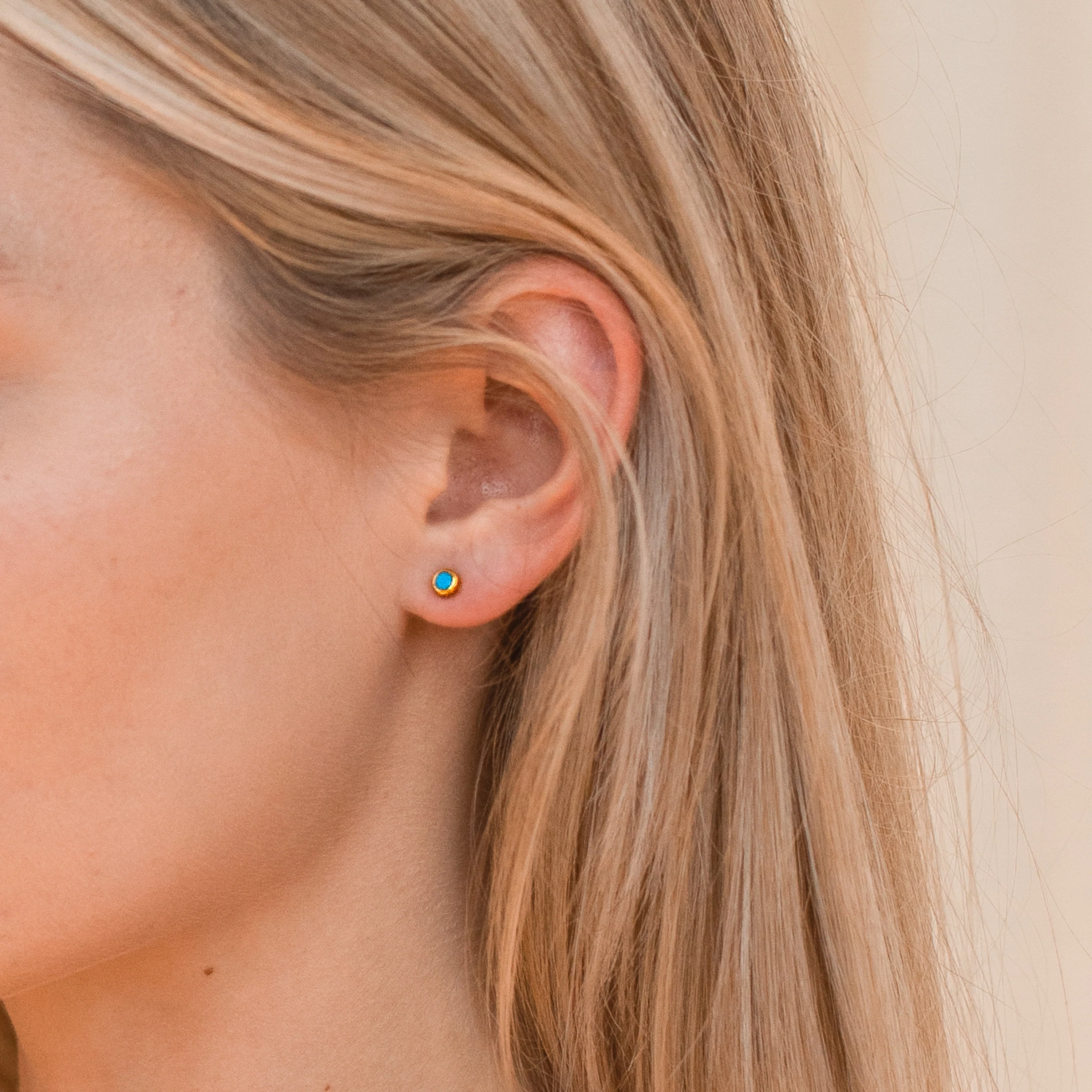 Ariel Turquoise Studs in 18K Gold - Image 5