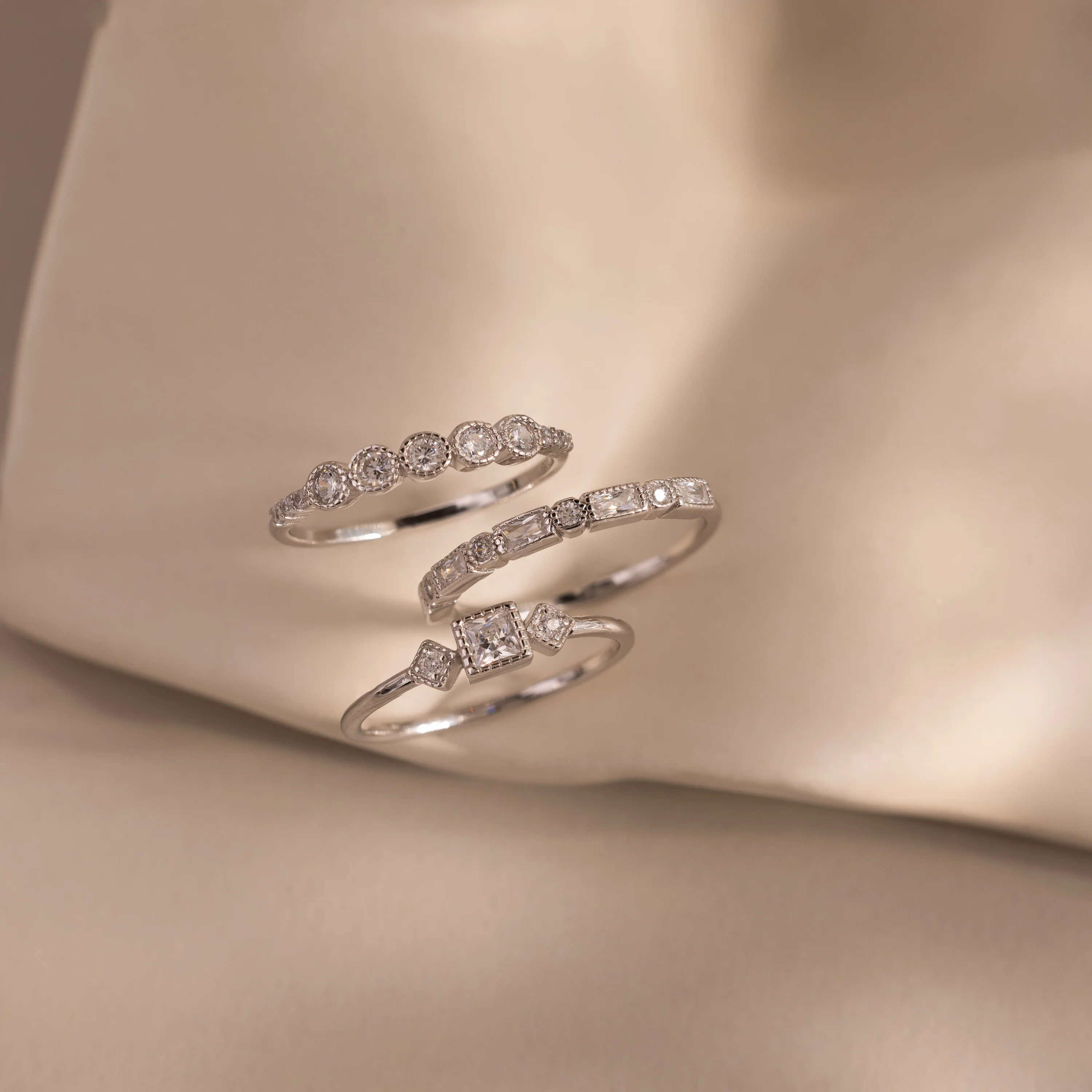 Art Deco Diamond Ring Set in Silver