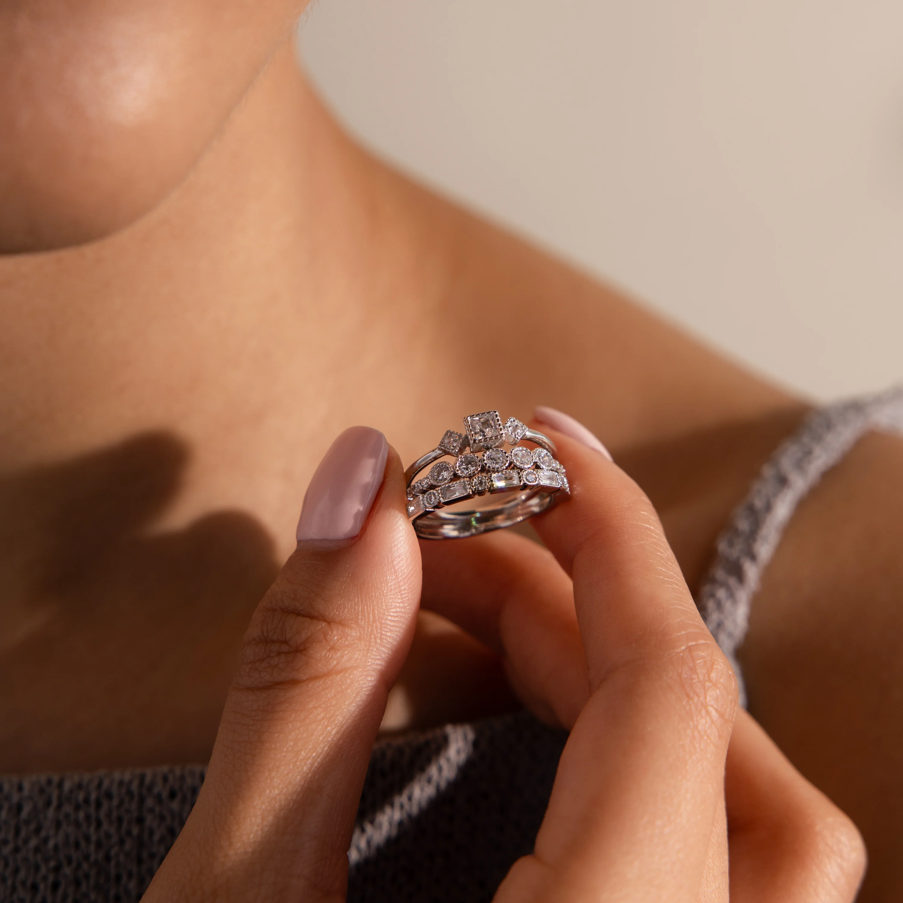 Art Deco Diamond Ring Set in Silver - Image 2