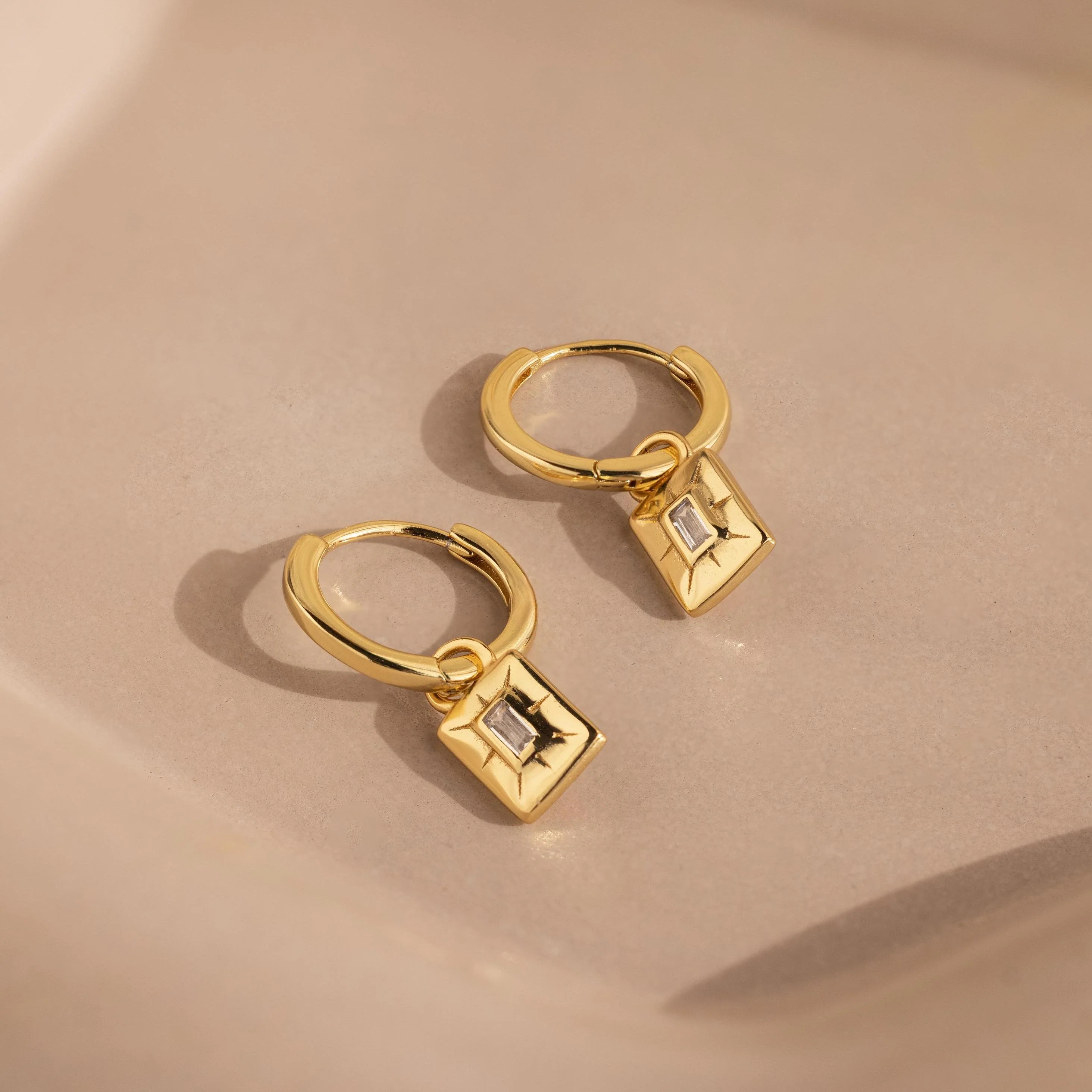 Art Deco Diamond Tag Huggies