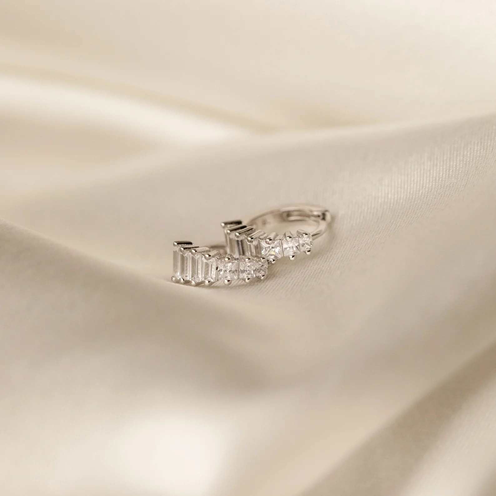Art Deco Huggies in Silver - Image 3