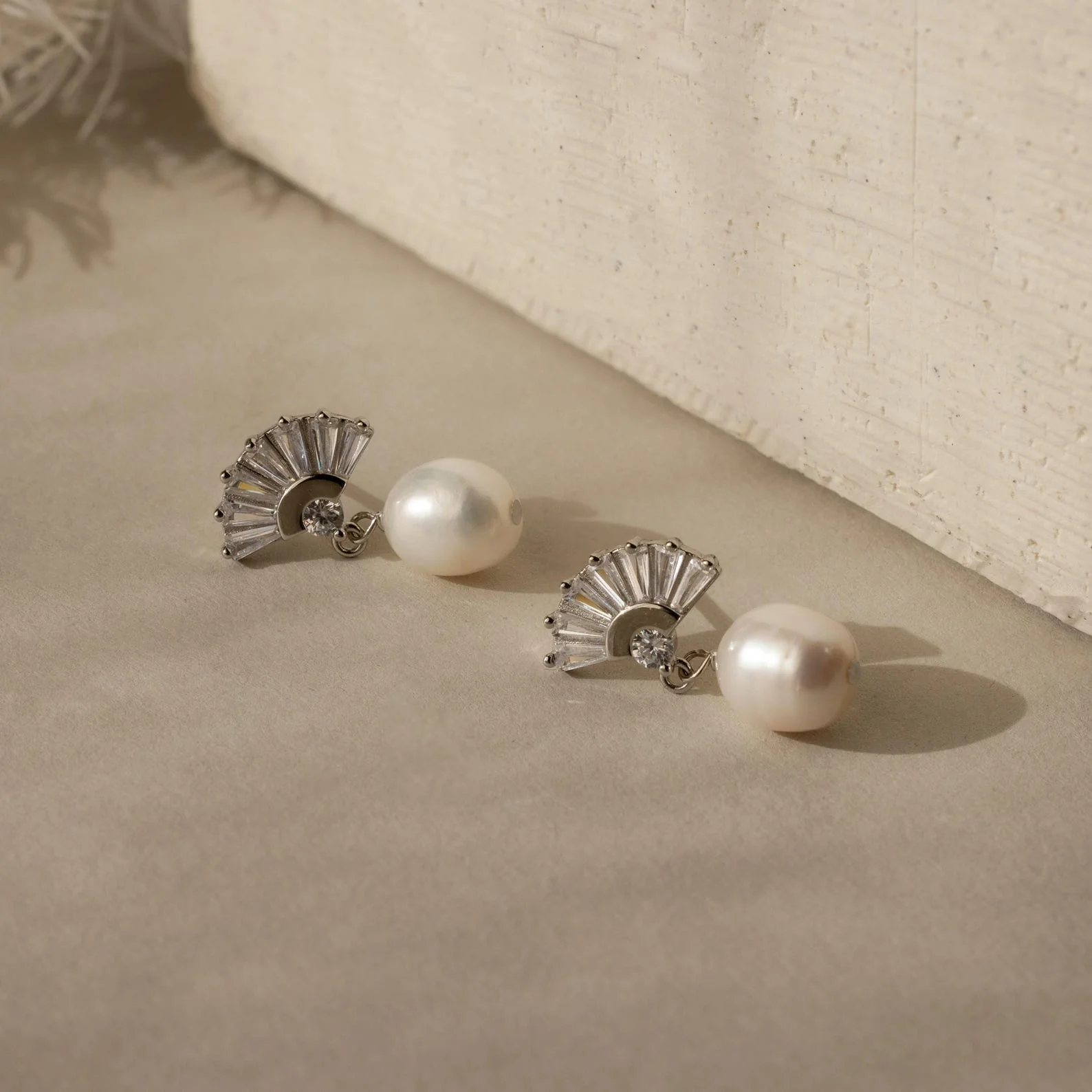 Art Deco Pearl Drop Earrings - Image 5