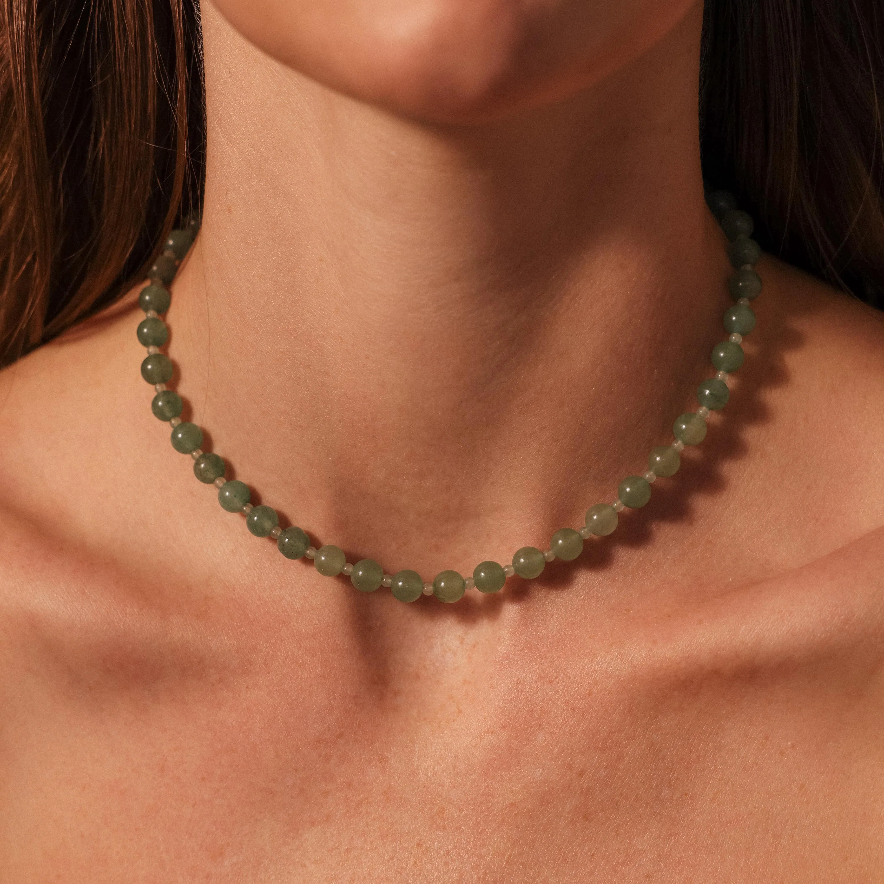 Aventurine Choker Necklace in Silver - Image 2