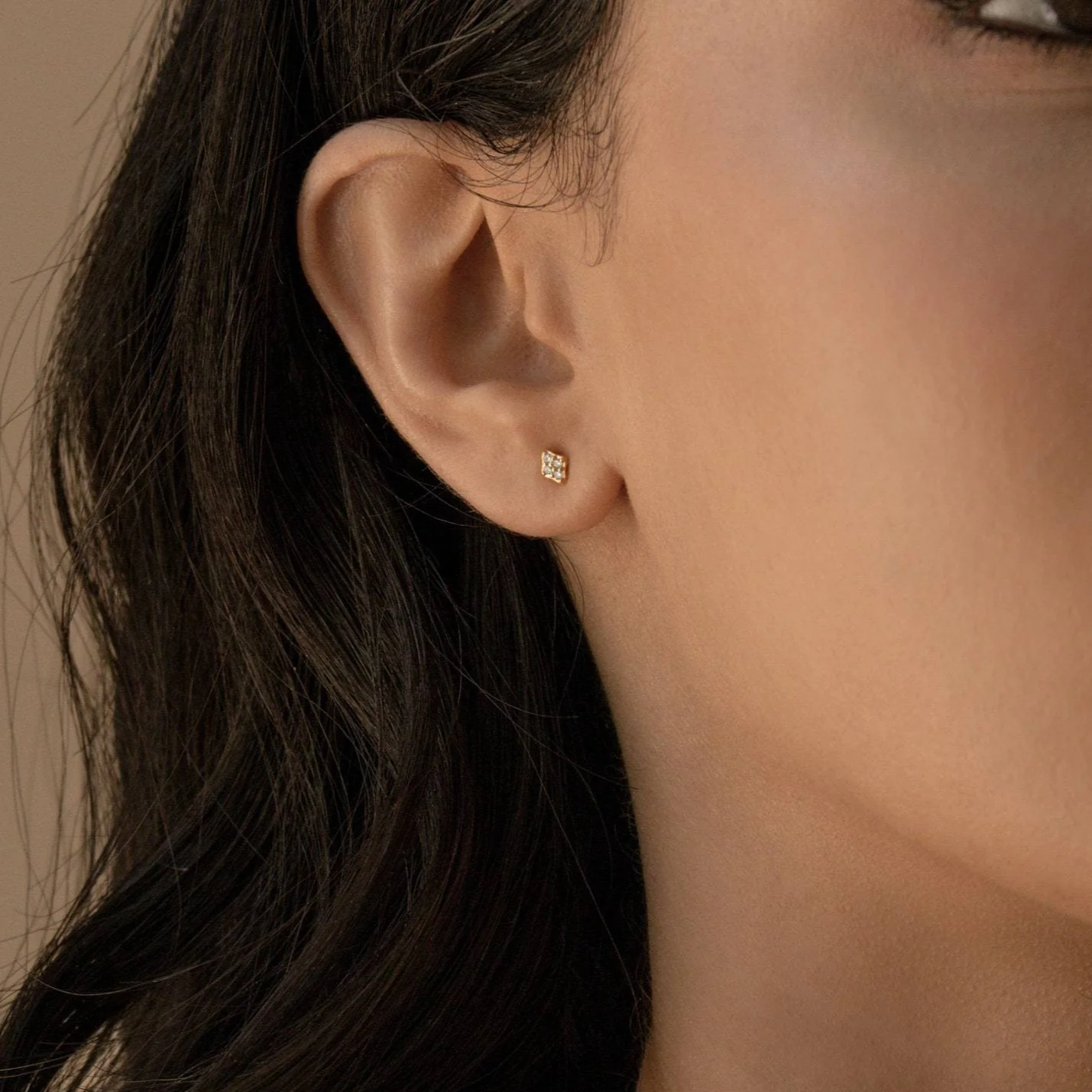 Avery Geometric Diamond Studs in 18K Gold - Image 3