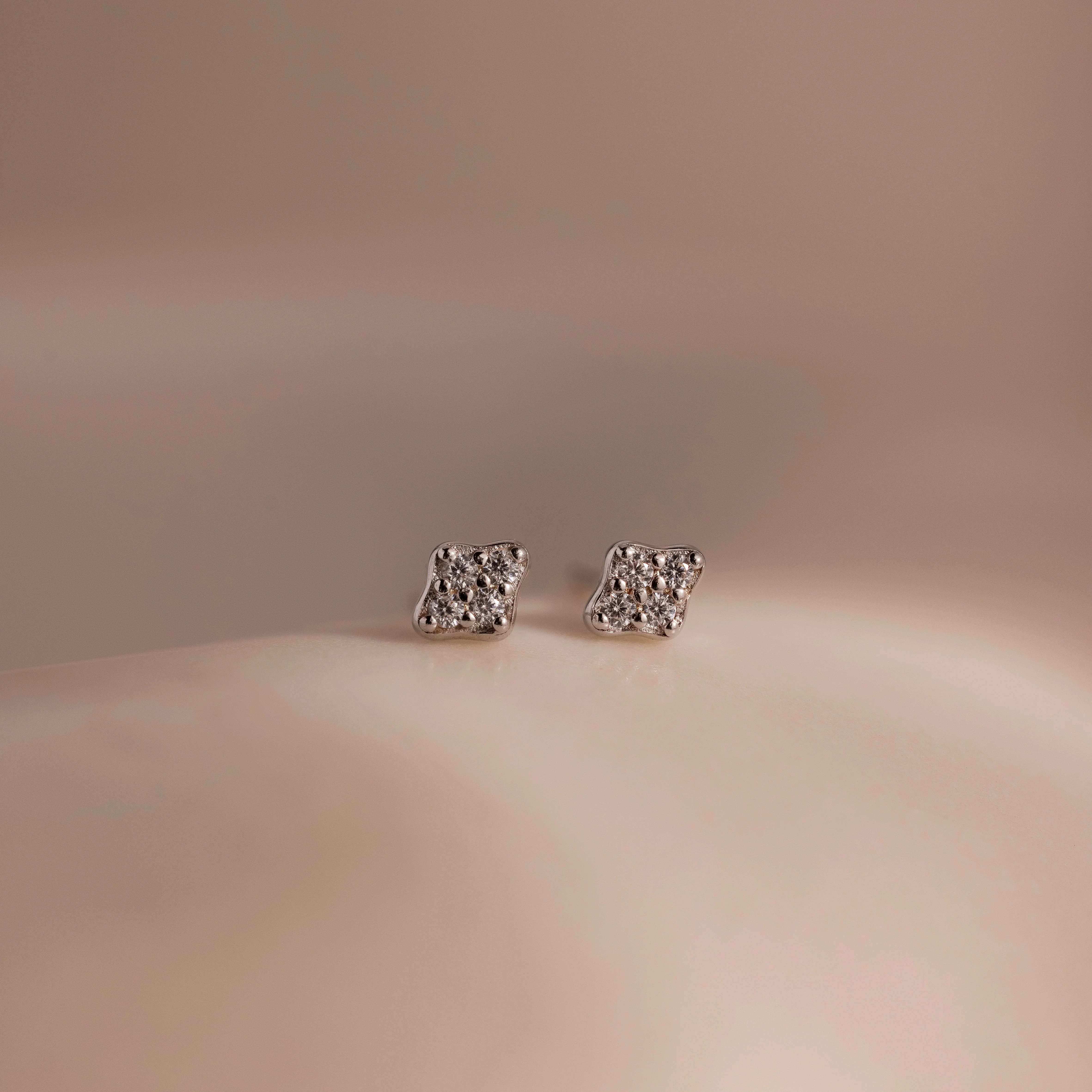 Avery Geometric Diamond Studs in Silver - Image 3