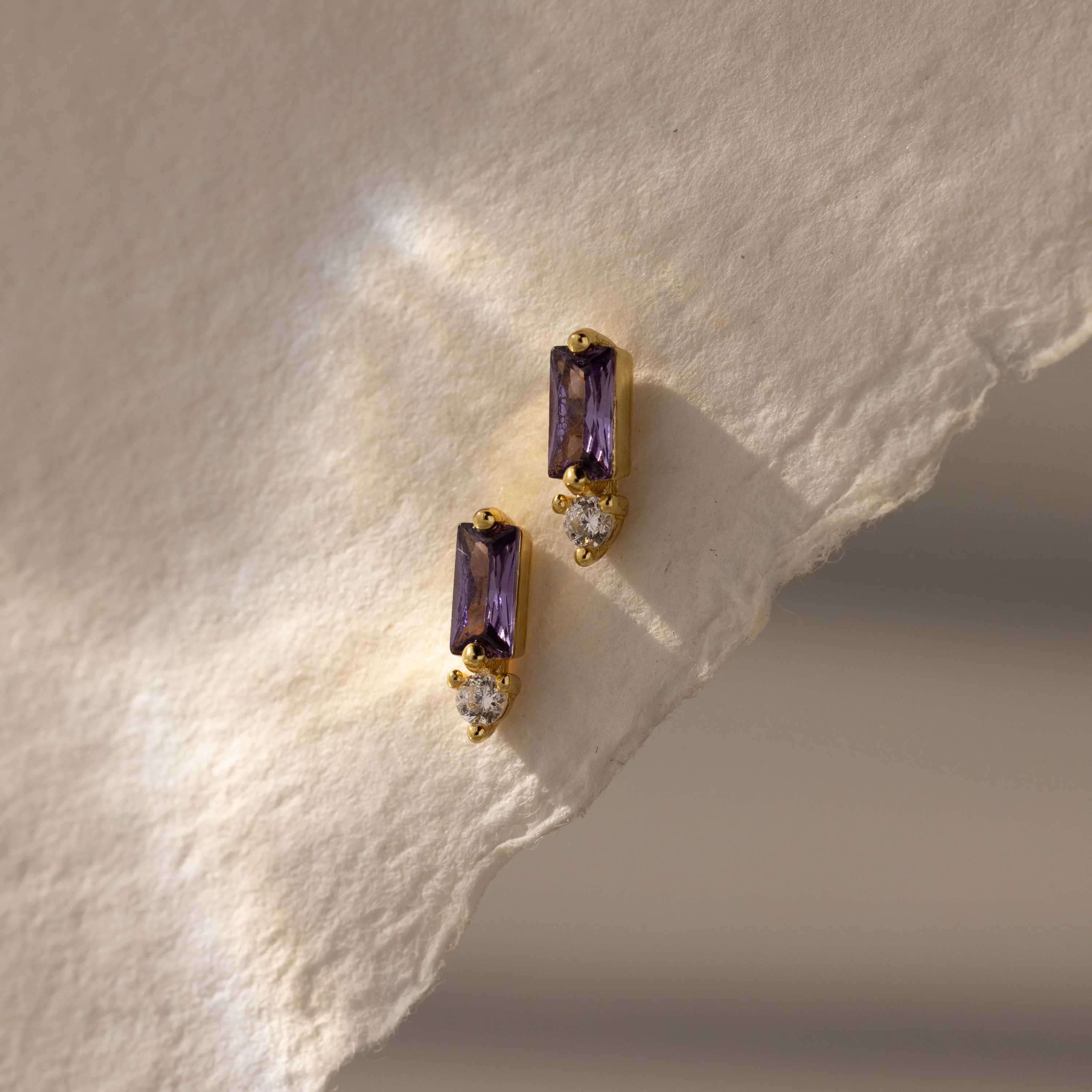 Baguette Birthstone Drop Studs - Image 2