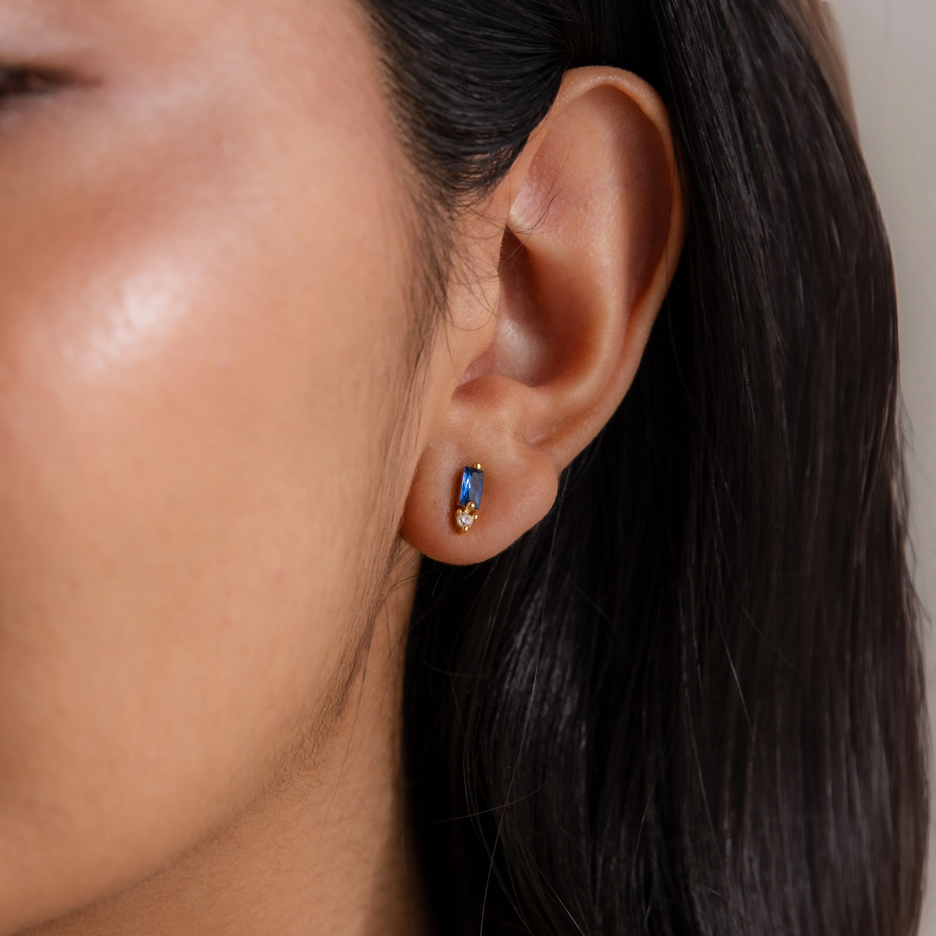 Baguette Peridot Drop Studs - Image 2