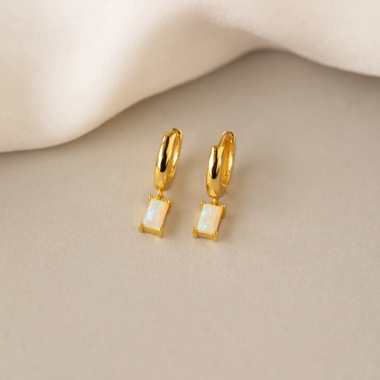 Baguette Birthstone Huggies - Image 3