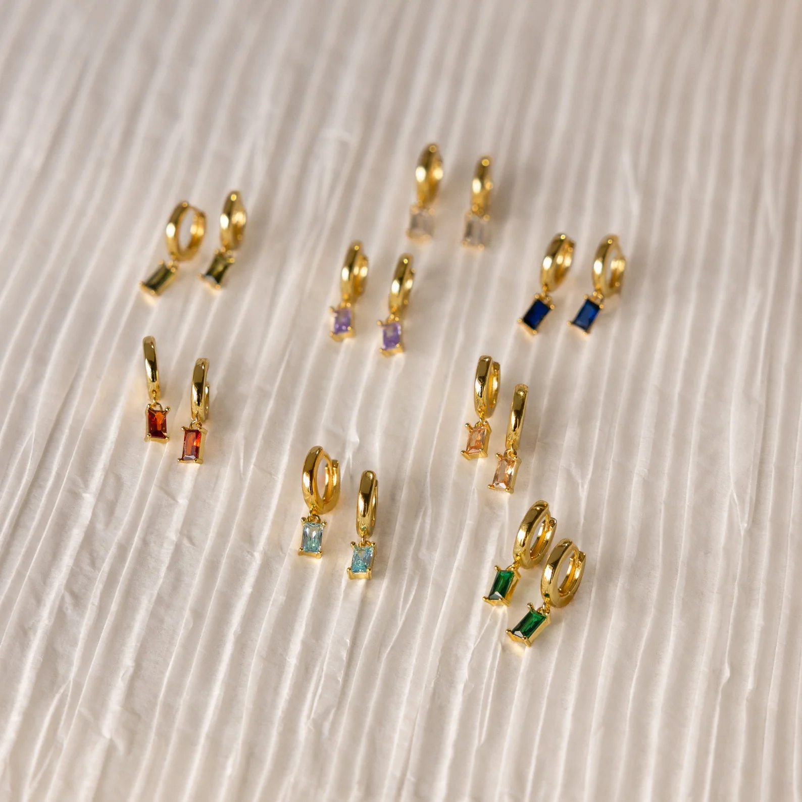 Baguette Birthstone Huggies - Image 7