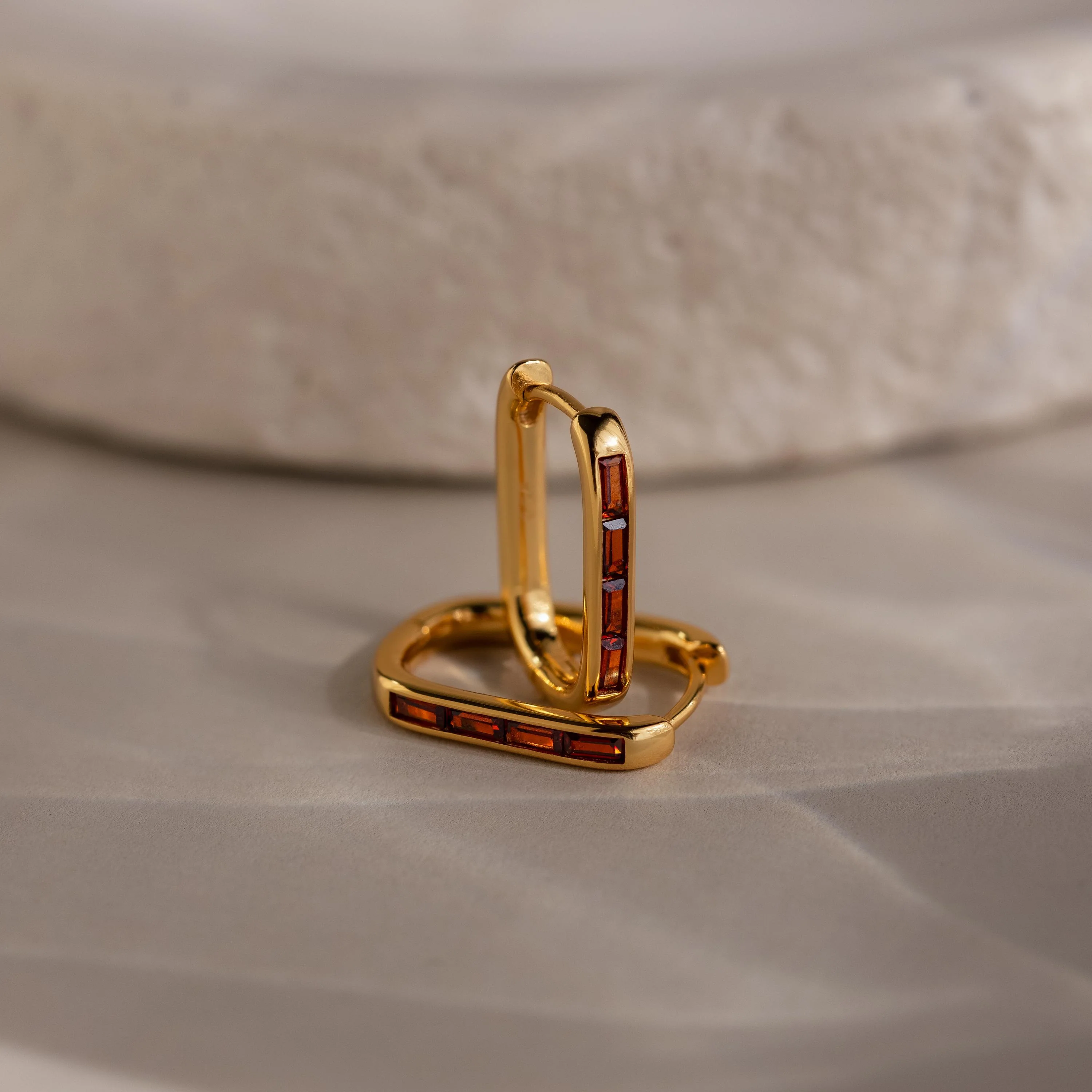 Baguette Birthstone Link Earrings - Image 4
