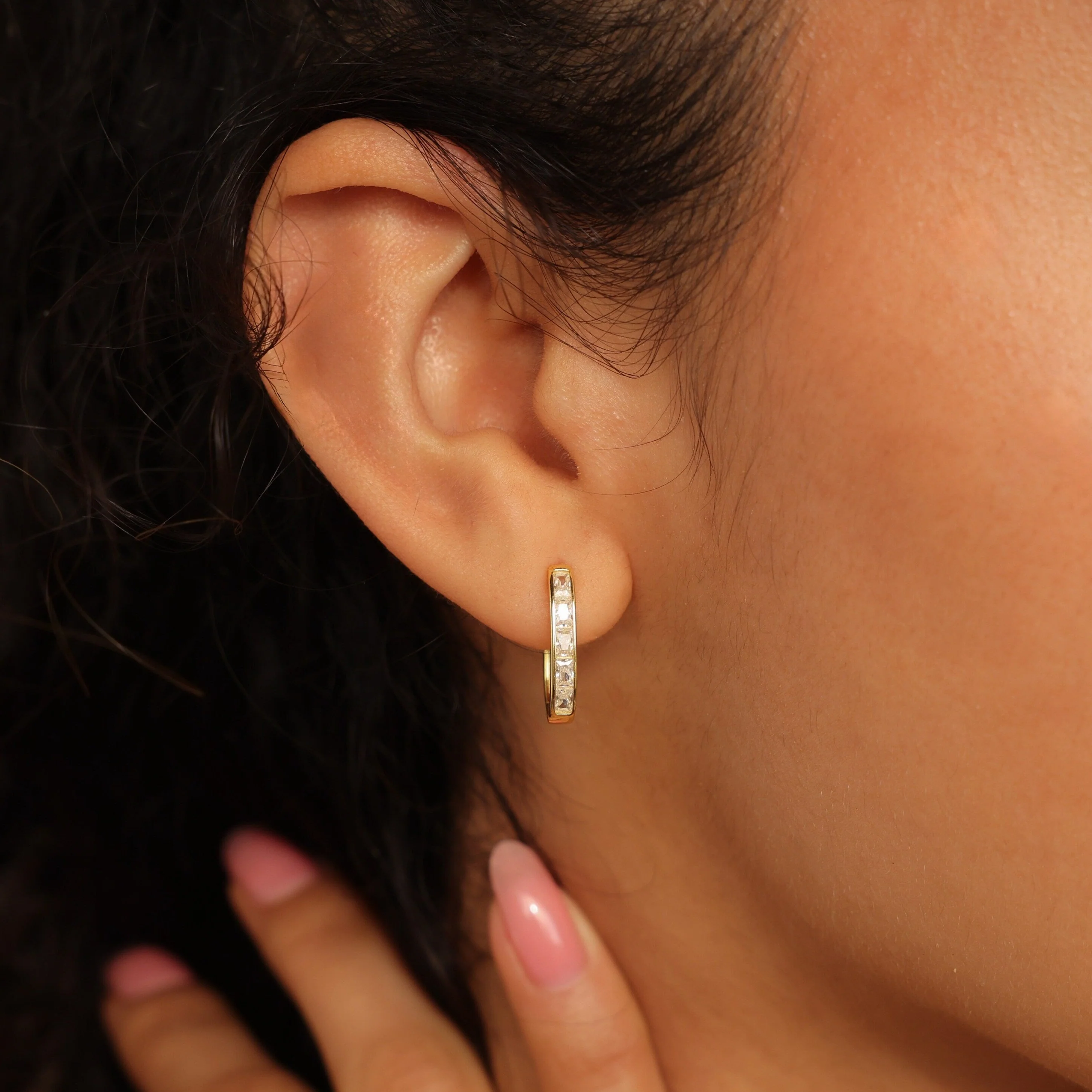 Baguette Link Hoops - Image 2