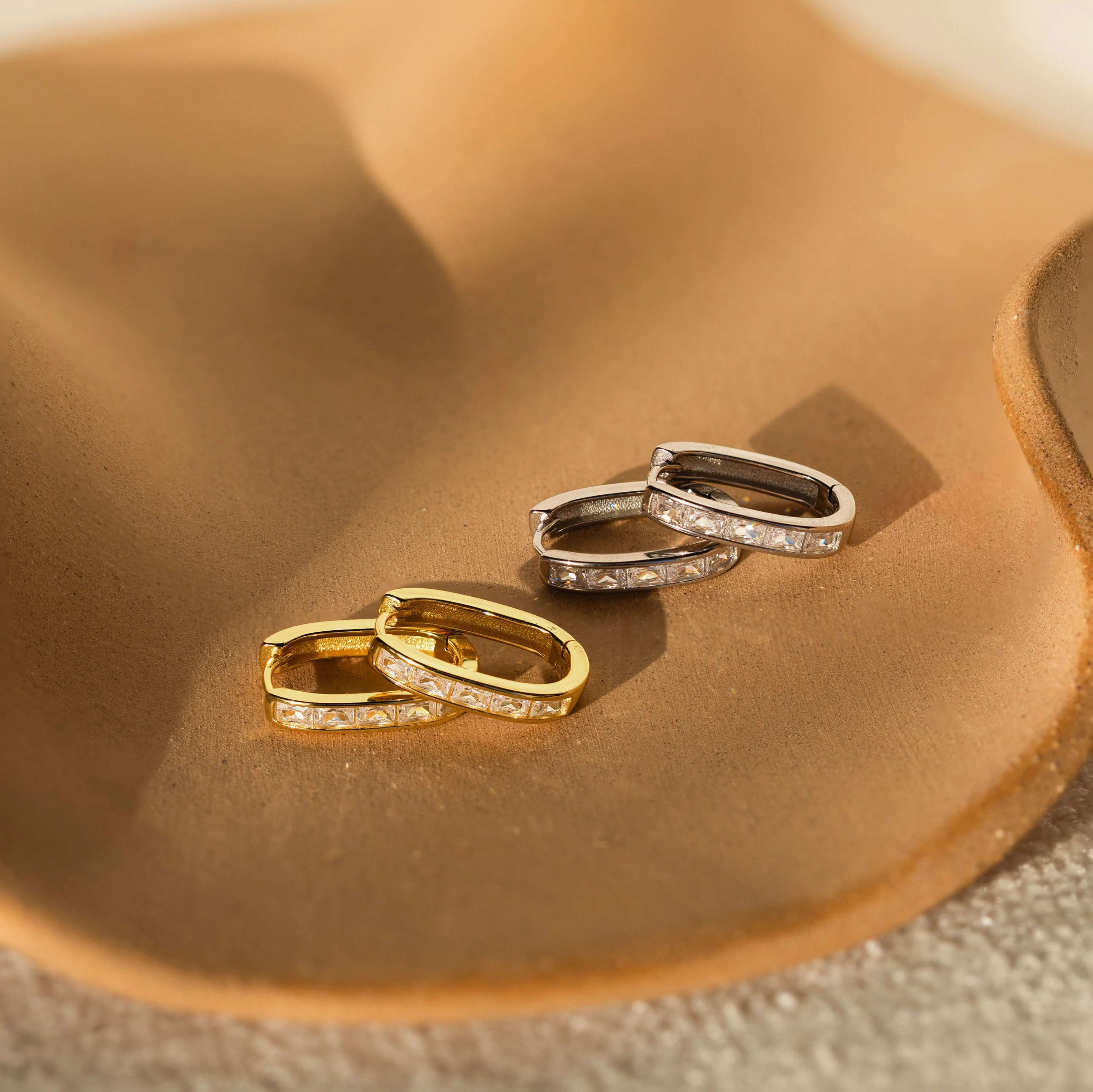 Baguette Link Hoops - Image 3