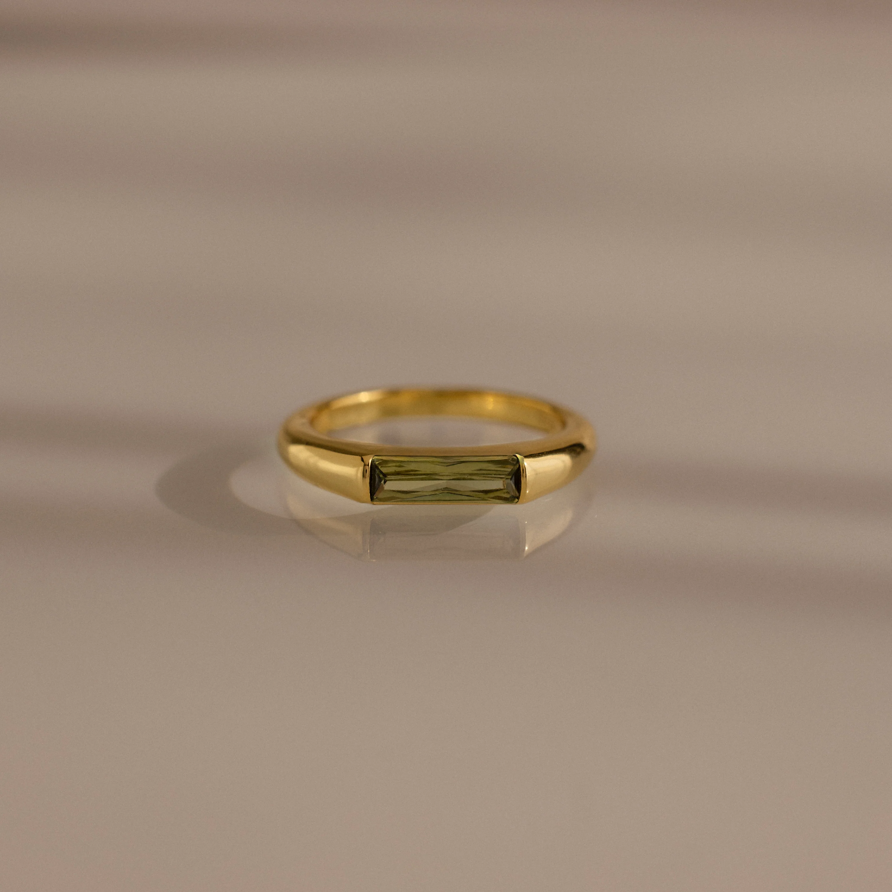 Peridot Baguette Signet Ring