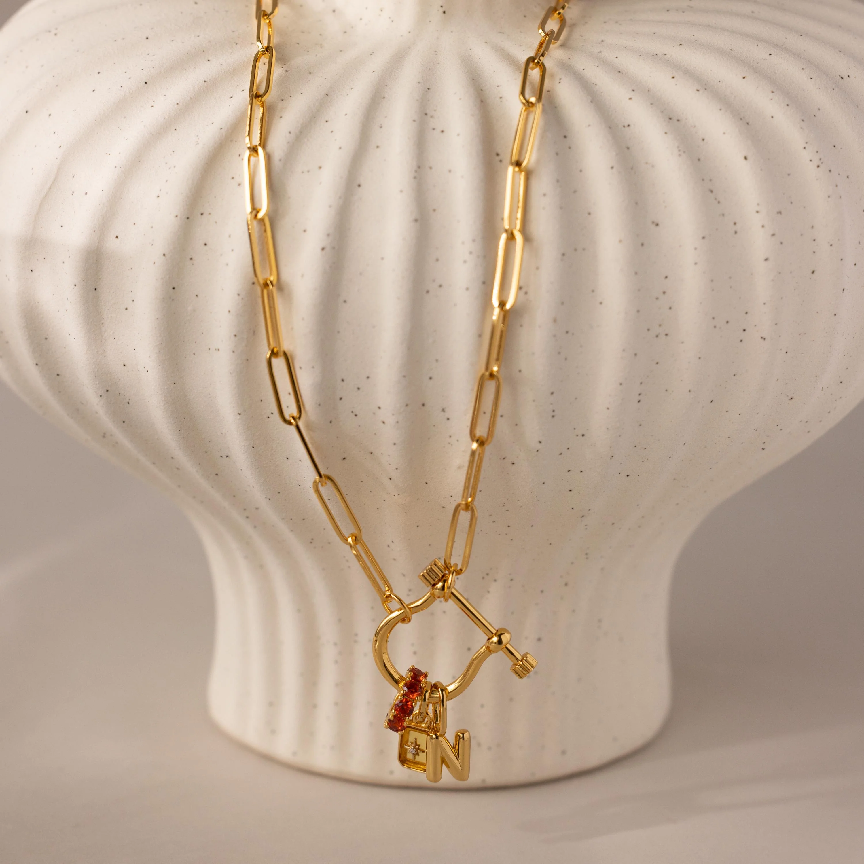 Bar & Carabiner Charm Set in 18K Gold - Image 3