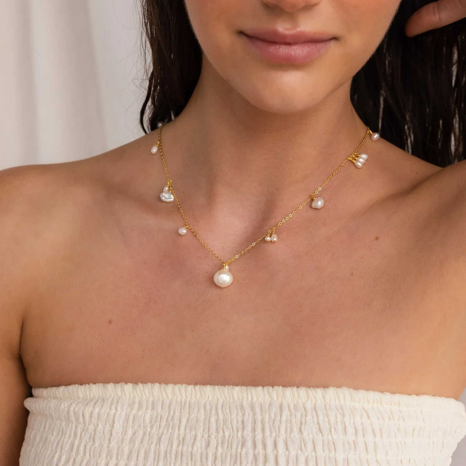 Baroque Pearl Station Necklace - Image 4