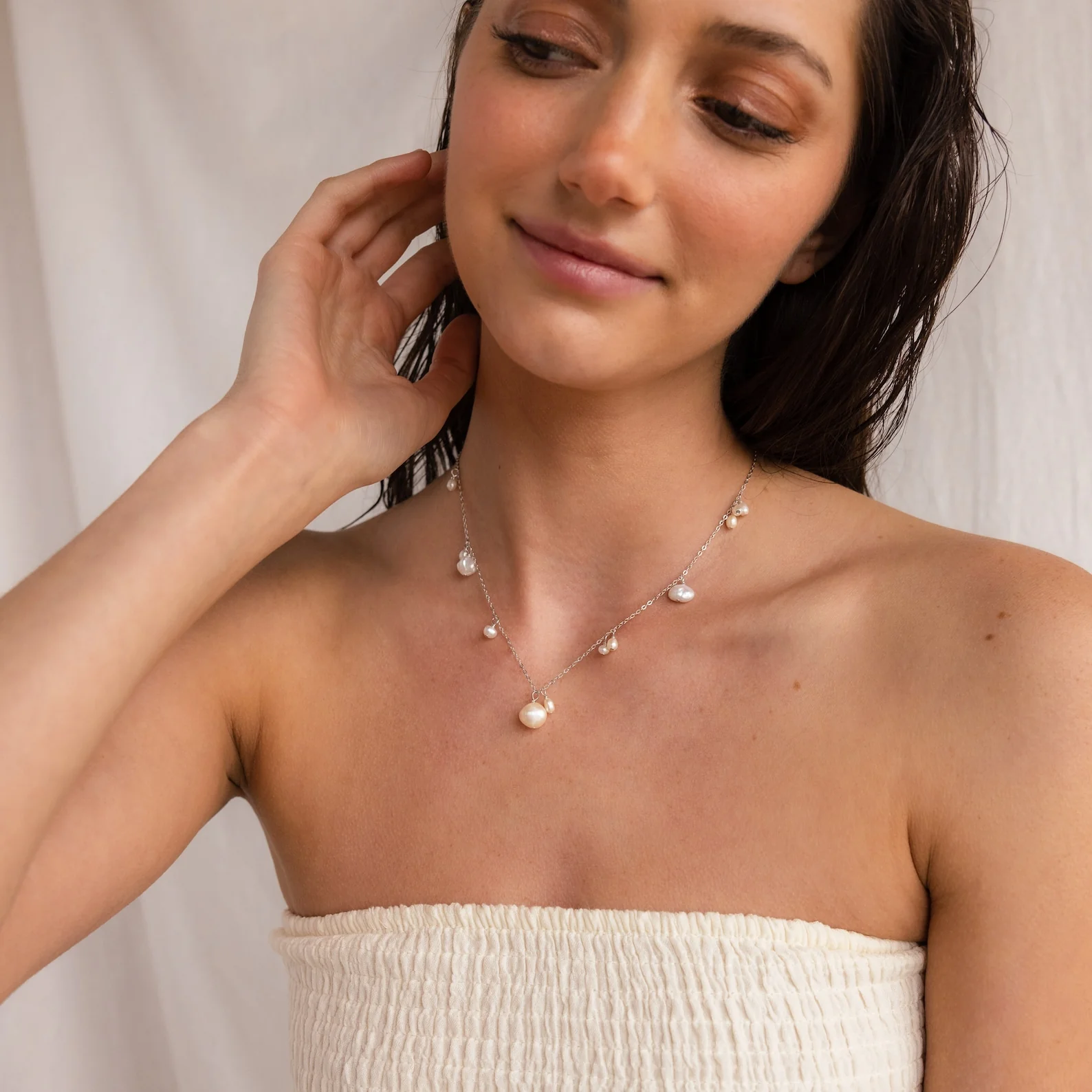 Baroque Pearl Station Necklace - Image 5