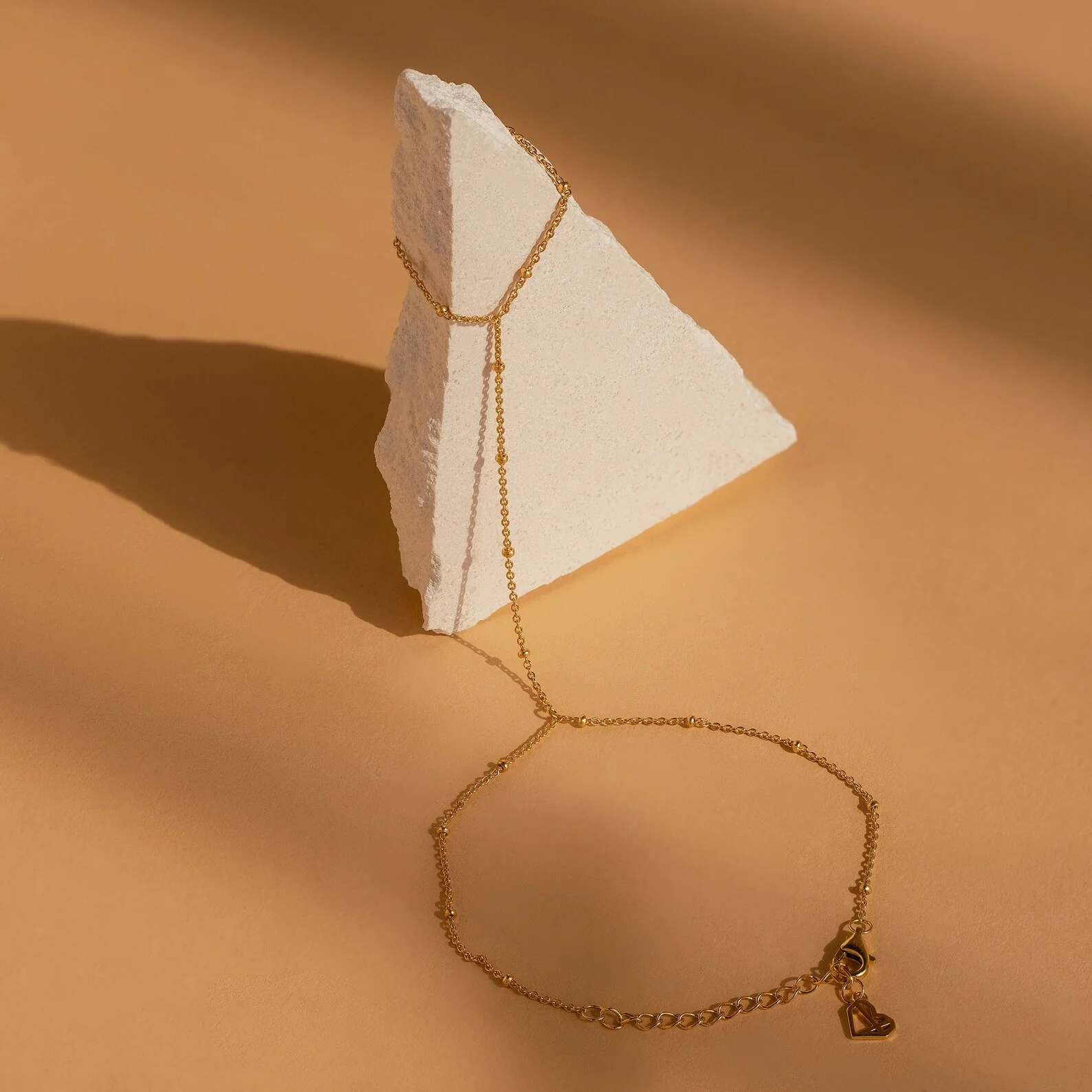 Beaded Hand Chain Bracelet in 18K Gold - Image 2