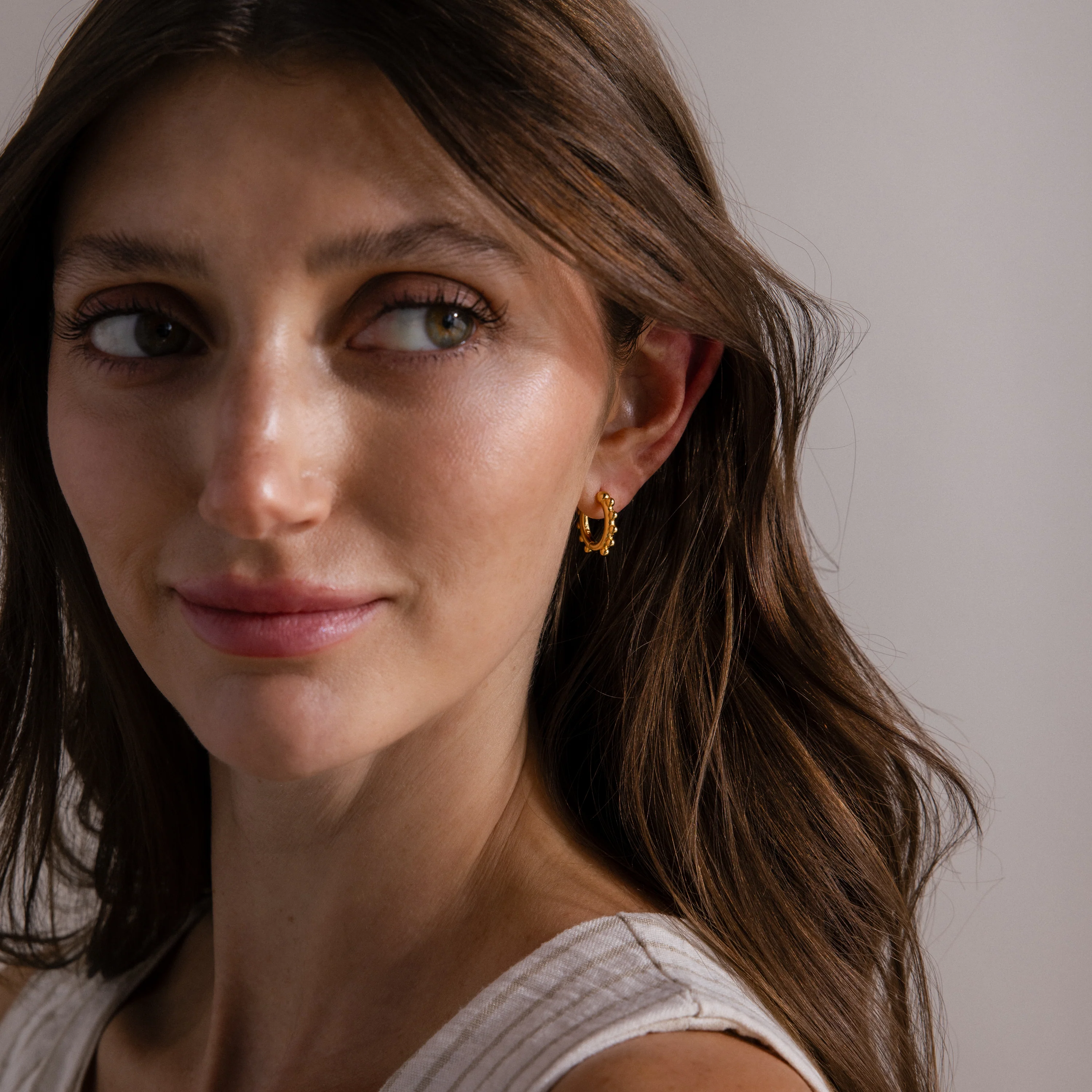 Beaded Hoops in 18K Gold - Image 4