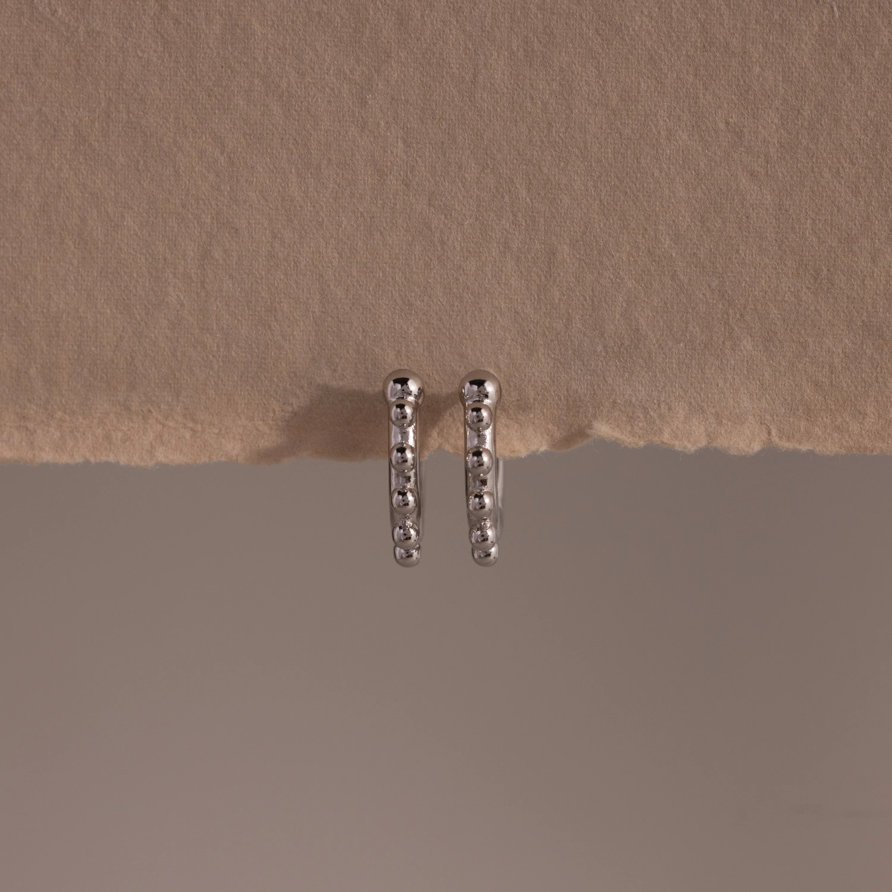 Beaded Hoops in Silver - Image 5
