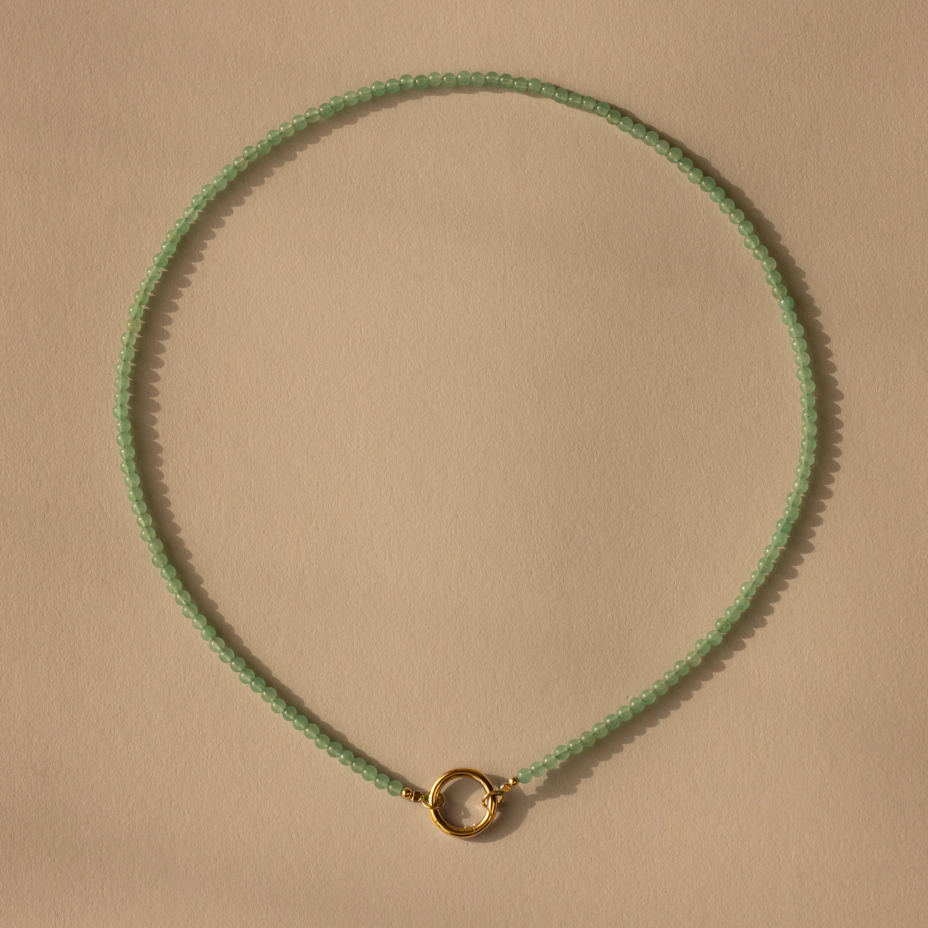 Beaded Jade Charm Necklace in 18K Gold