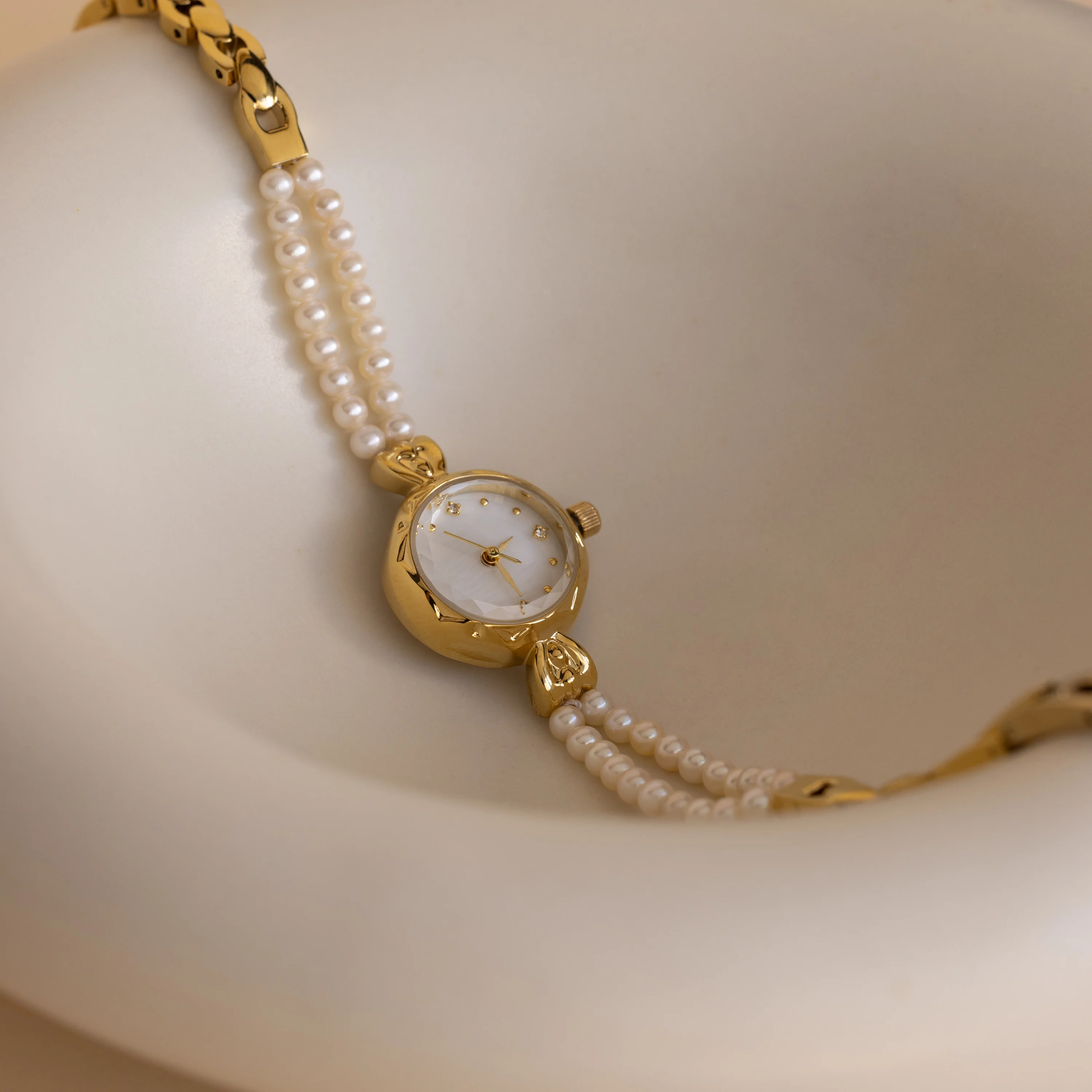 Beaded Pearl Timepiece in 18K Gold - Image 3