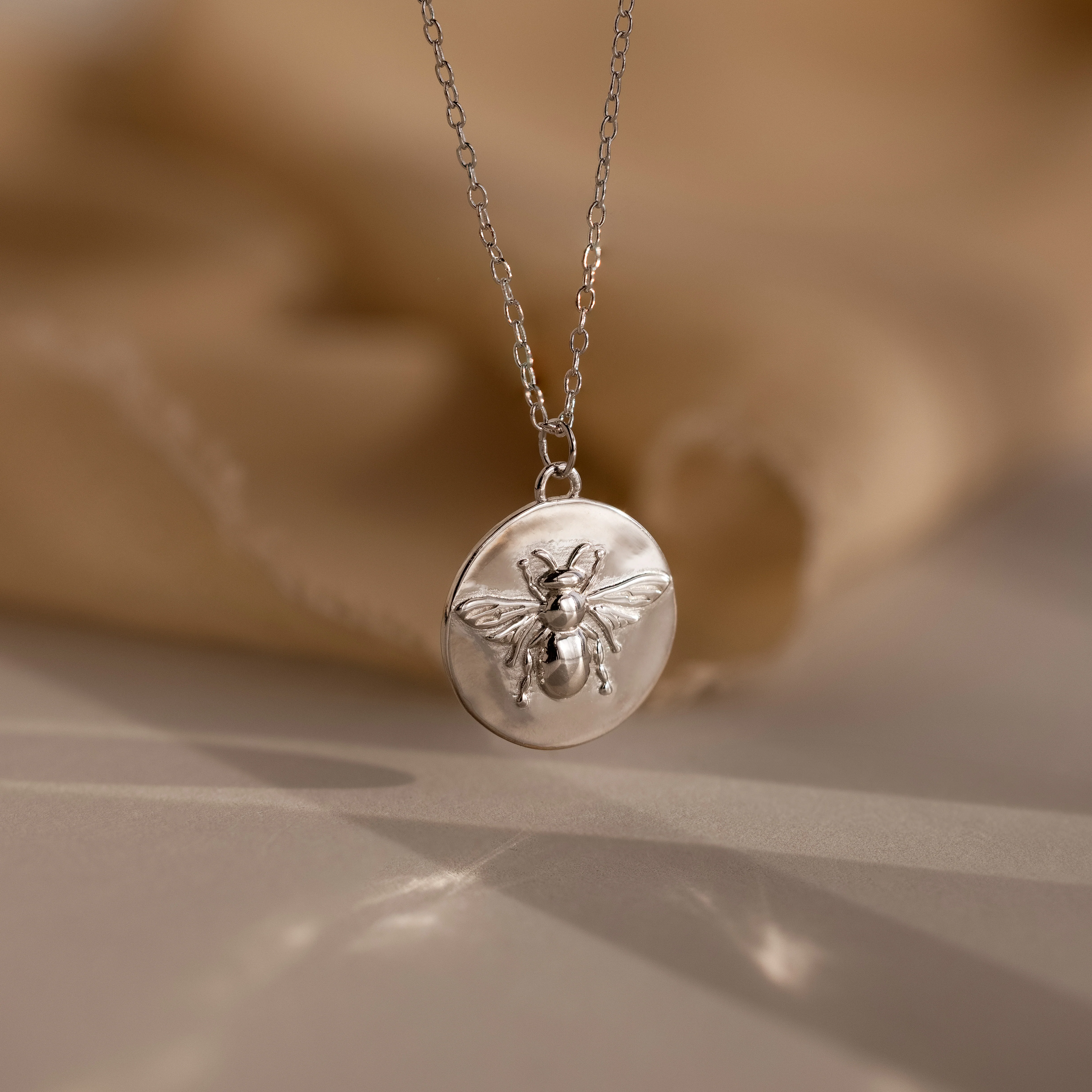 Bee Coin Necklace in Silver - Image 4