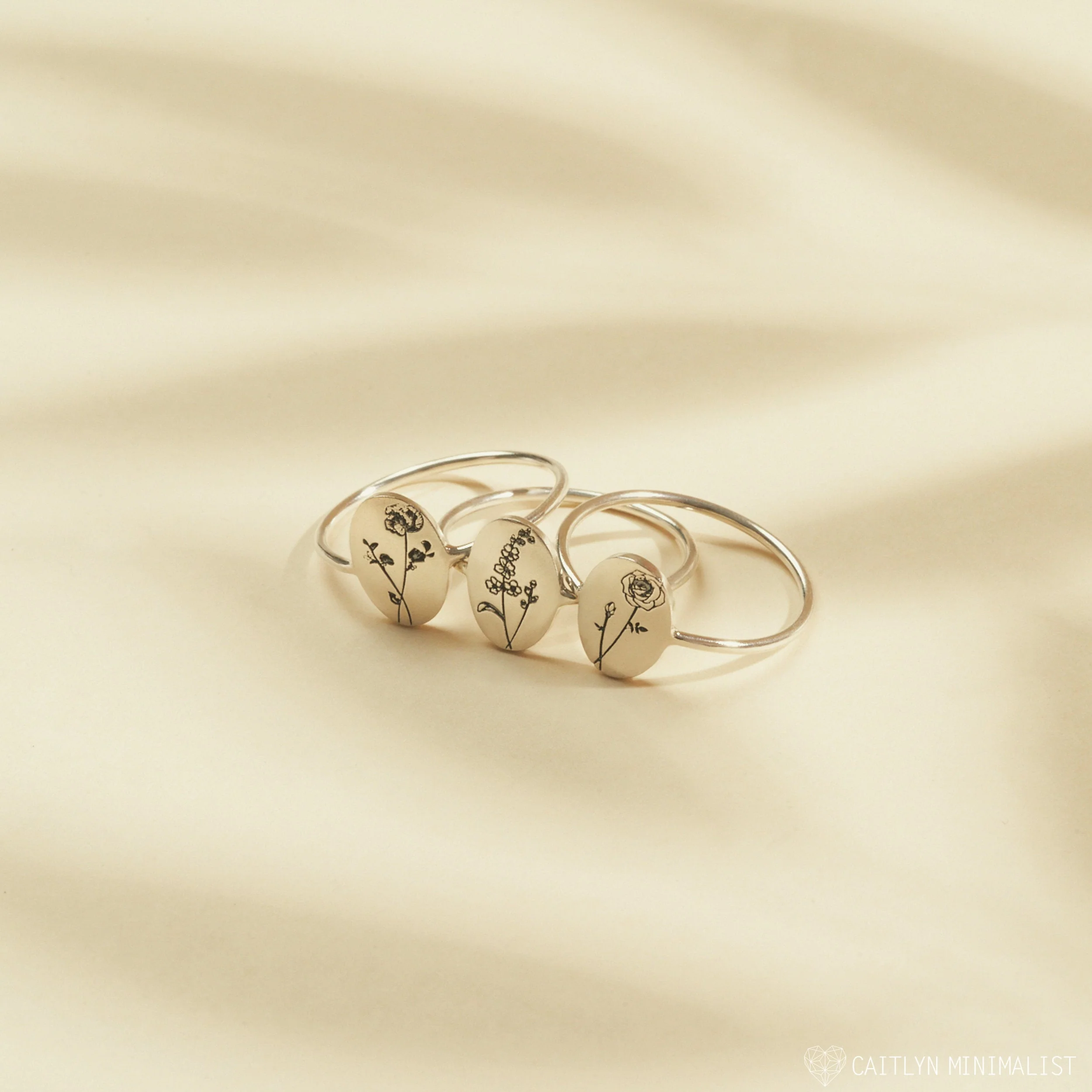 Birth Flower Oval Ring - Image 5